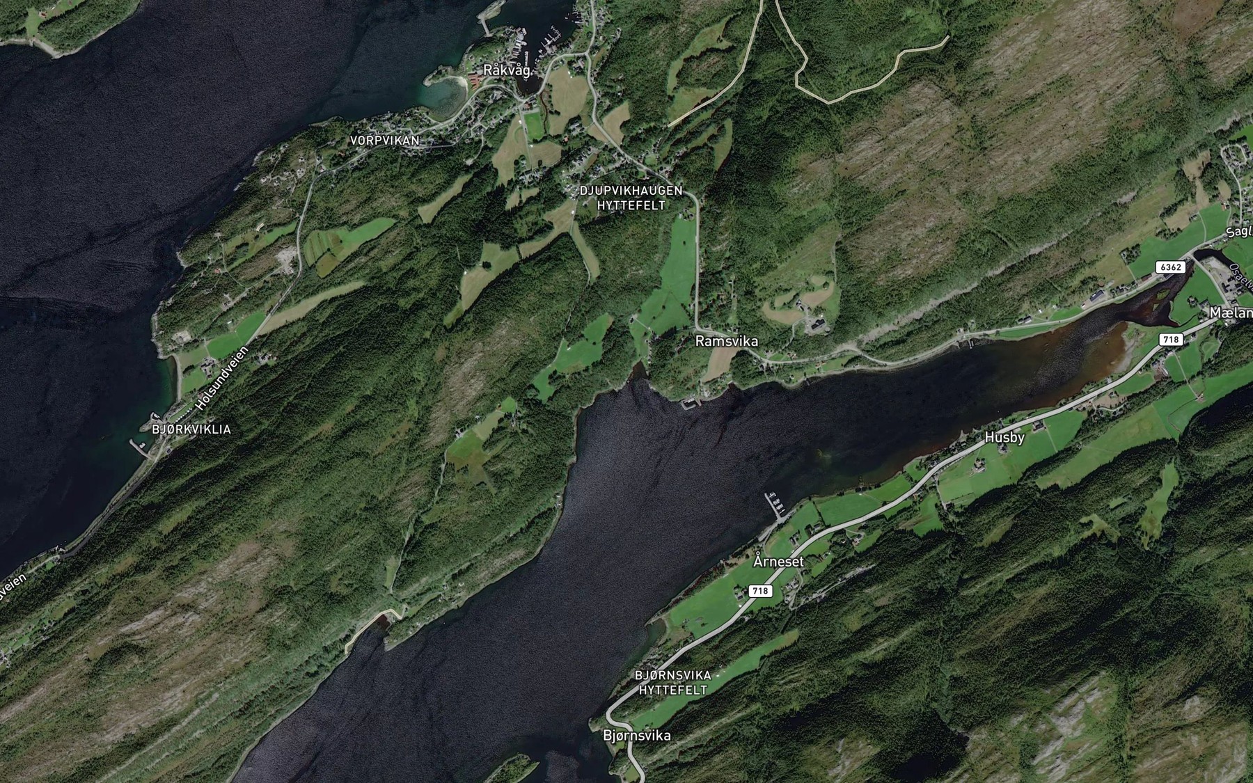 Satellite map of the Djupvikbukta