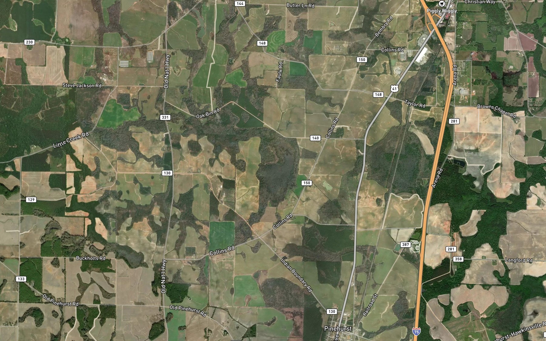 Satellite map of the Oakbin Pond