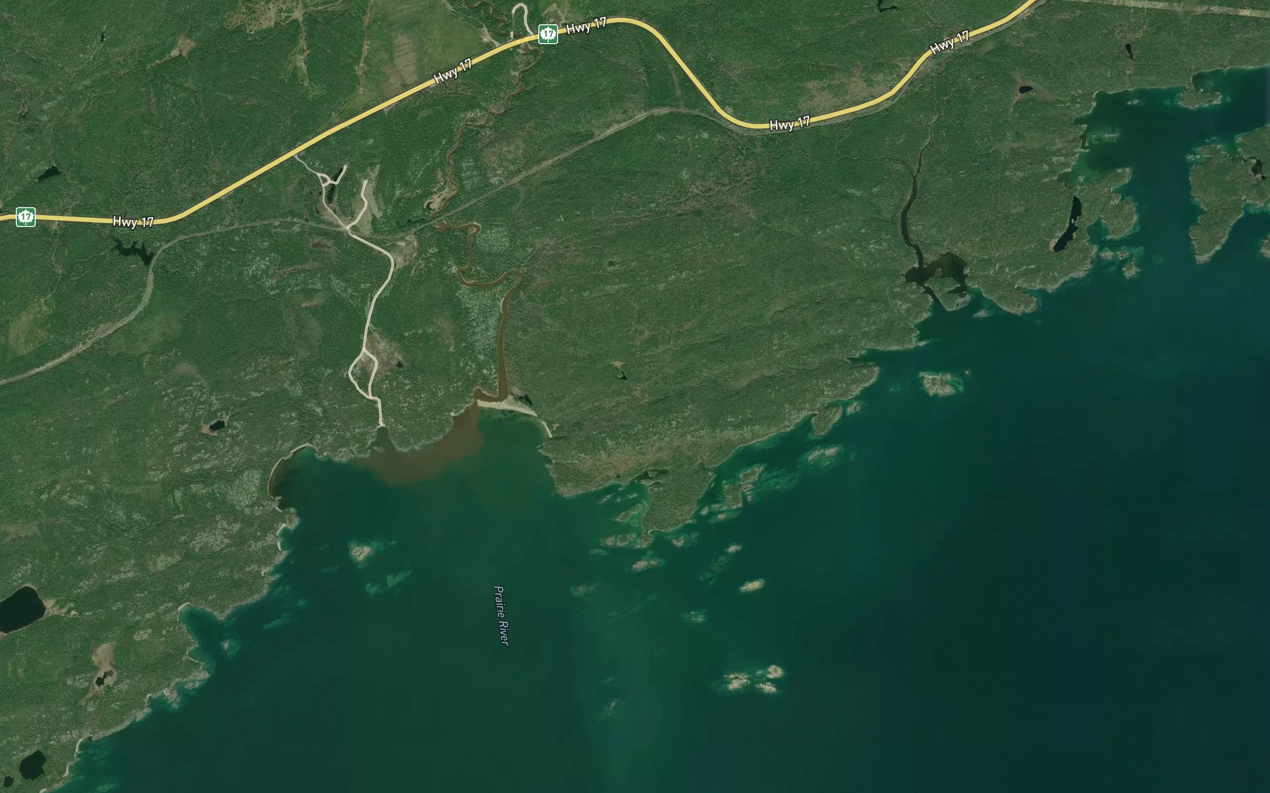 Satellite map of the Prairie River