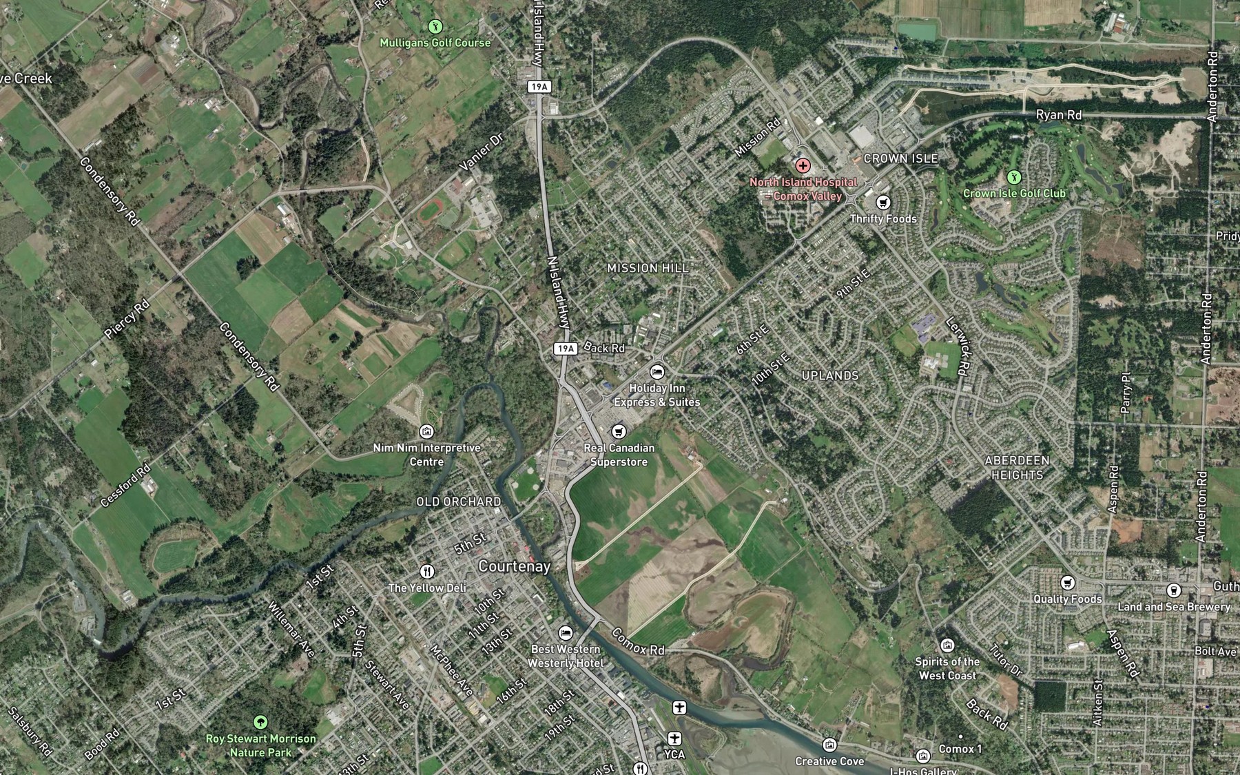 Satellite map of the Tsolum River