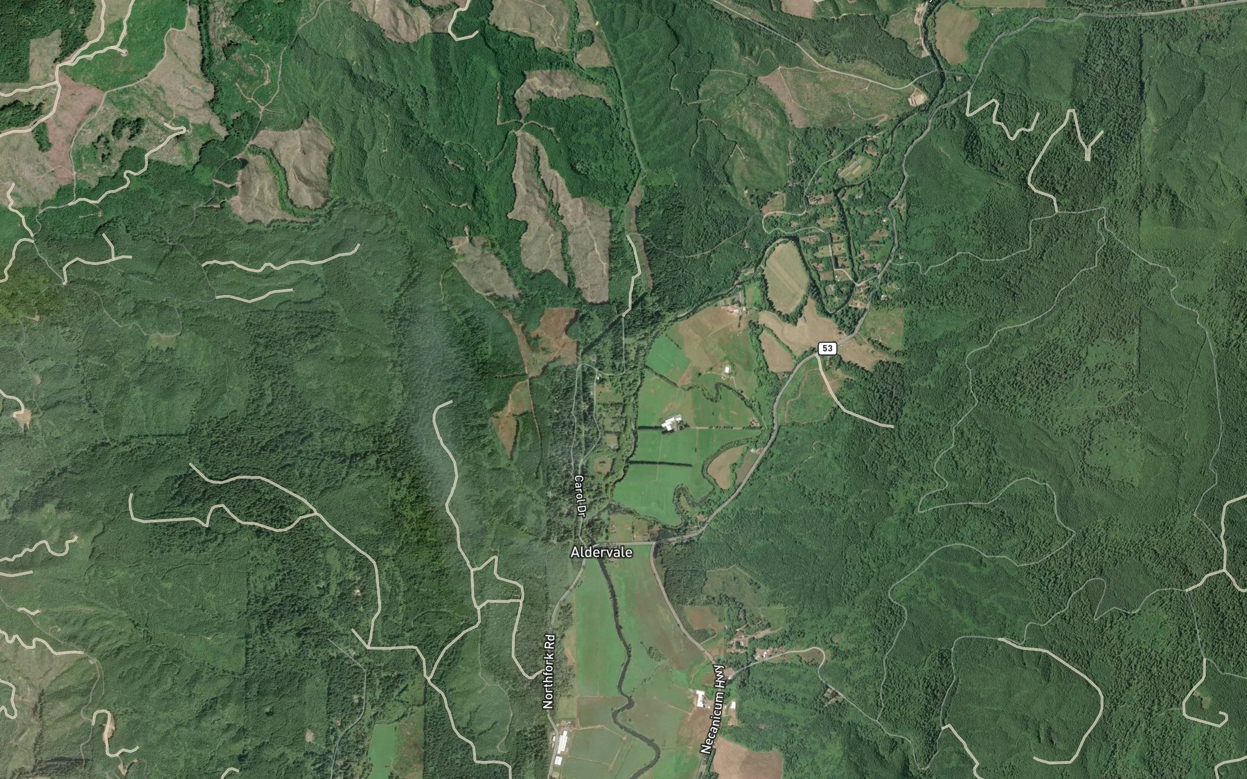 Satellite map of the Henderson Creek