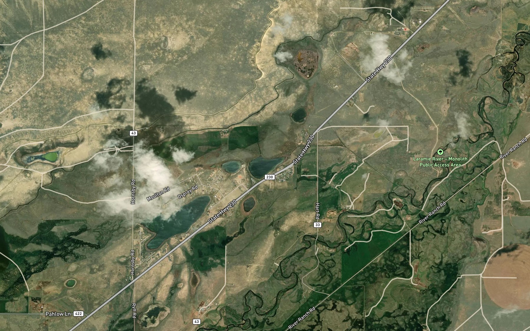 Satellite map of the Sevenmile Lakes