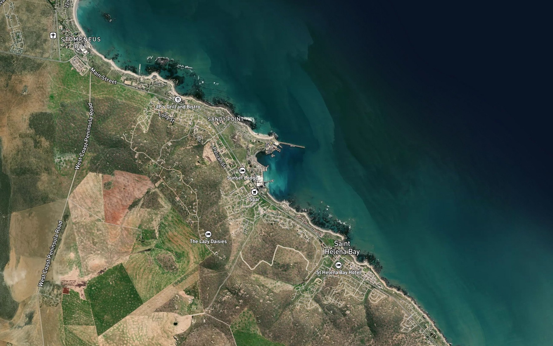 Satellite map of the Sandy Bay