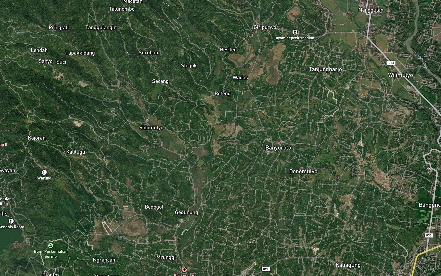 Satellite map of the Kali Keso