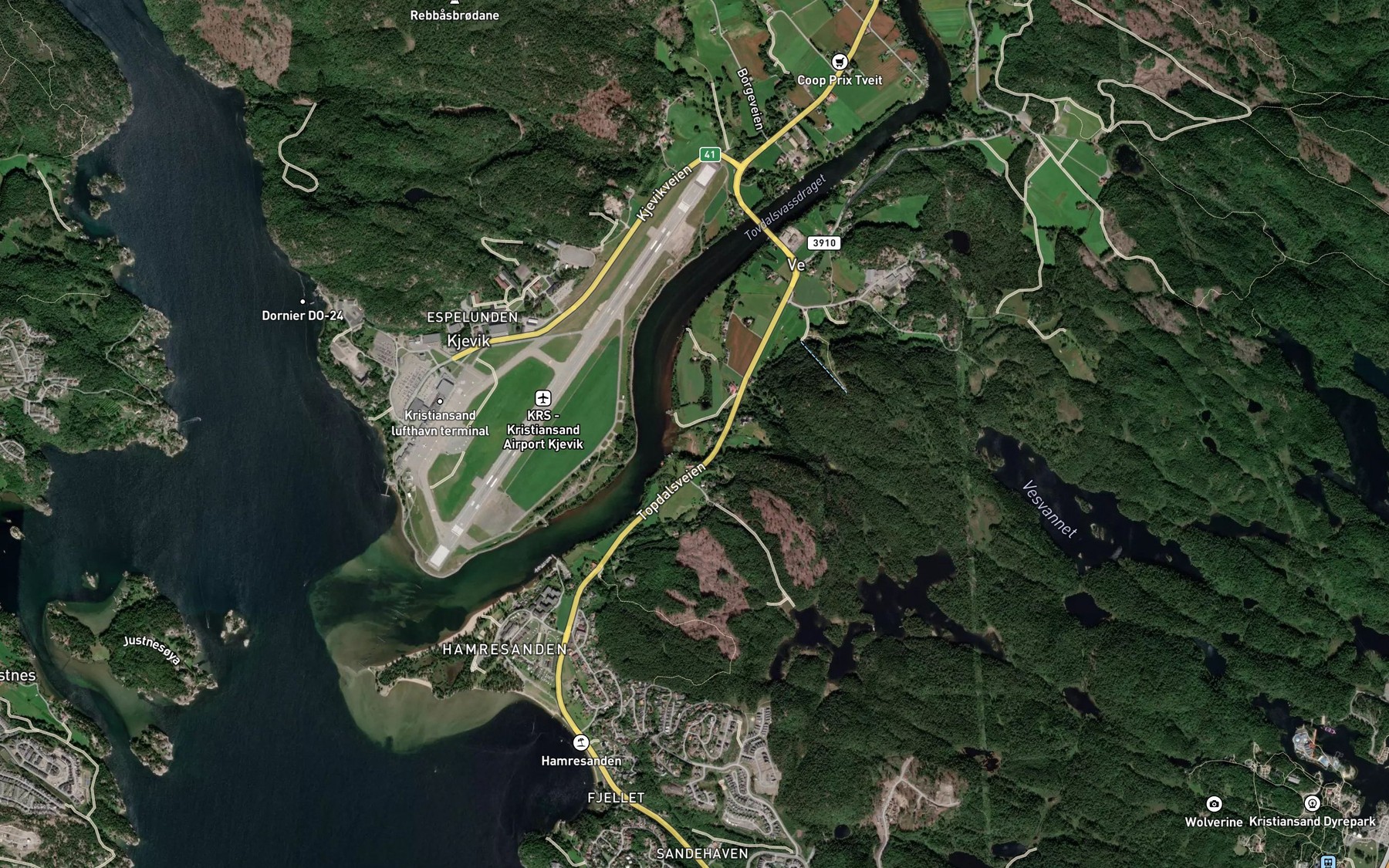 Satellite map of the Kattetjonn