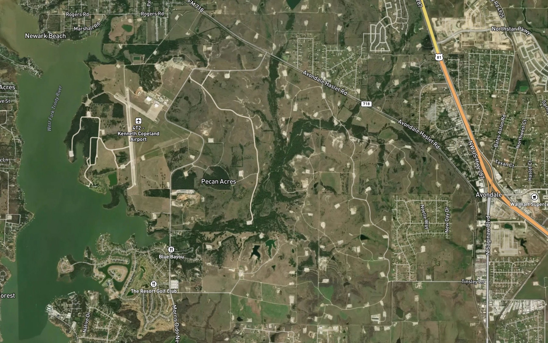 Satellite map of the Moss Branch
