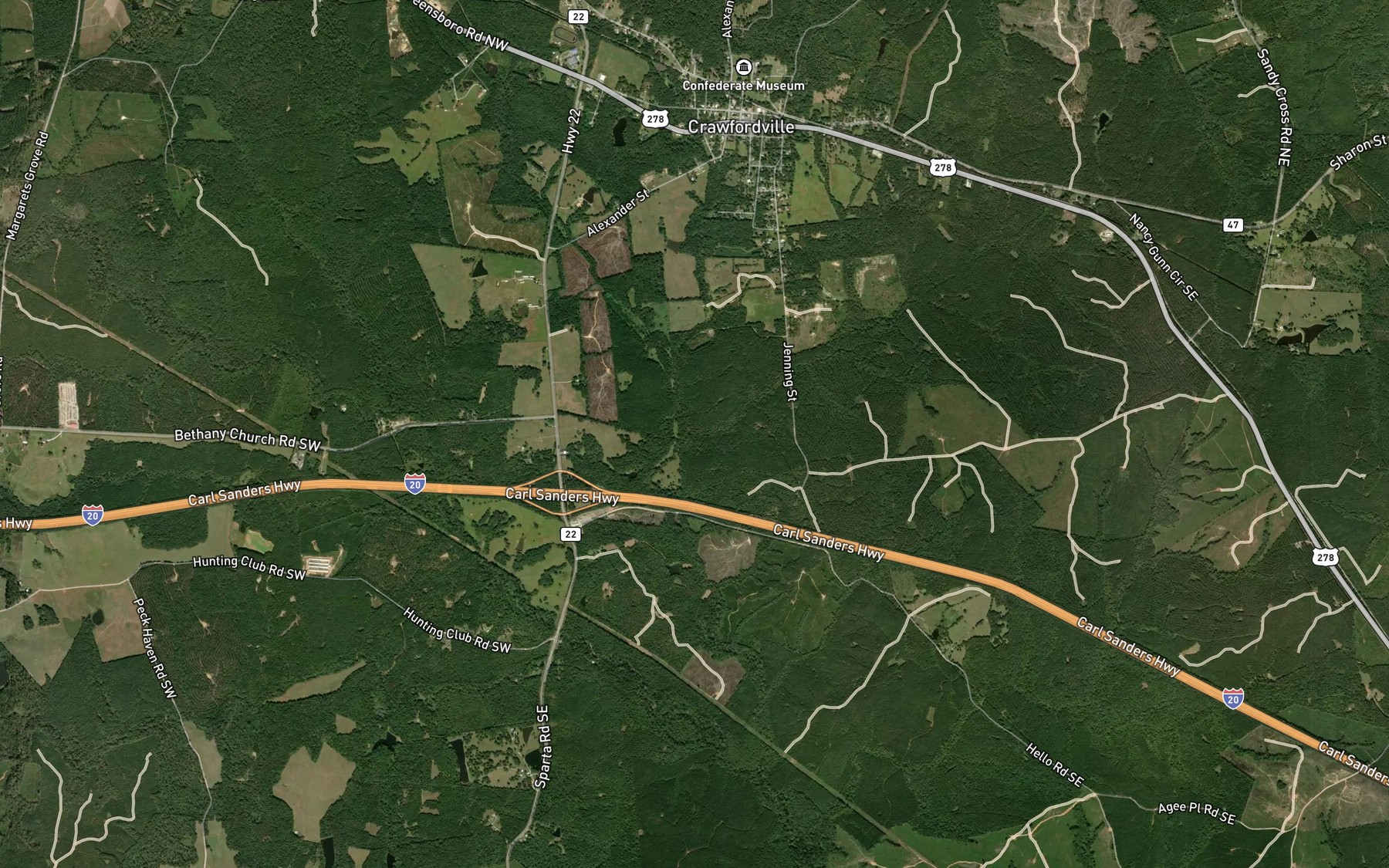 Satellite map of the Hubert Branch