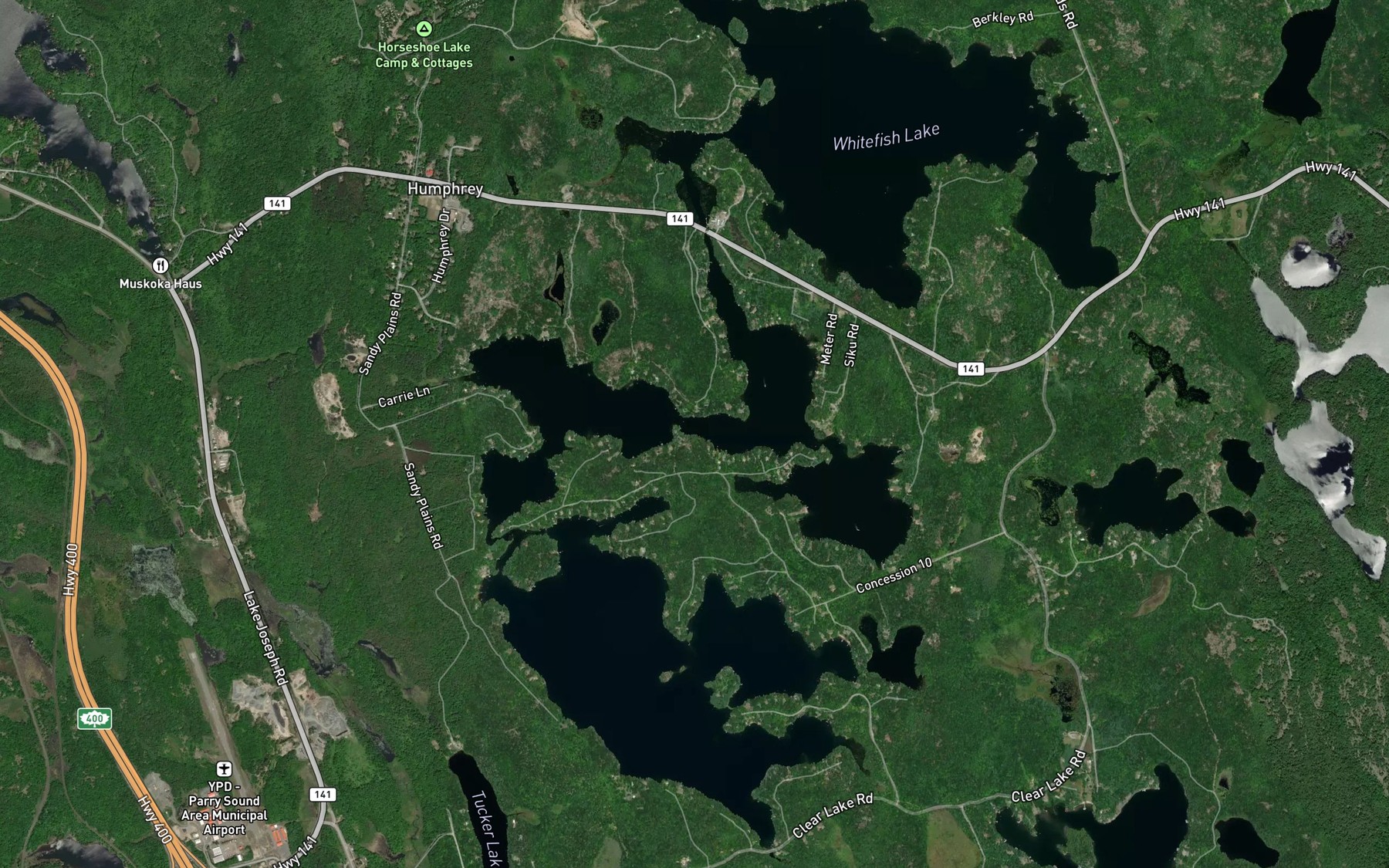 Satellite map of the Little Whitefish Lake