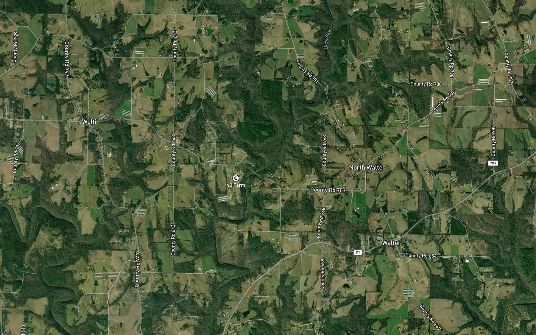Satellite map of the Copperas Branch