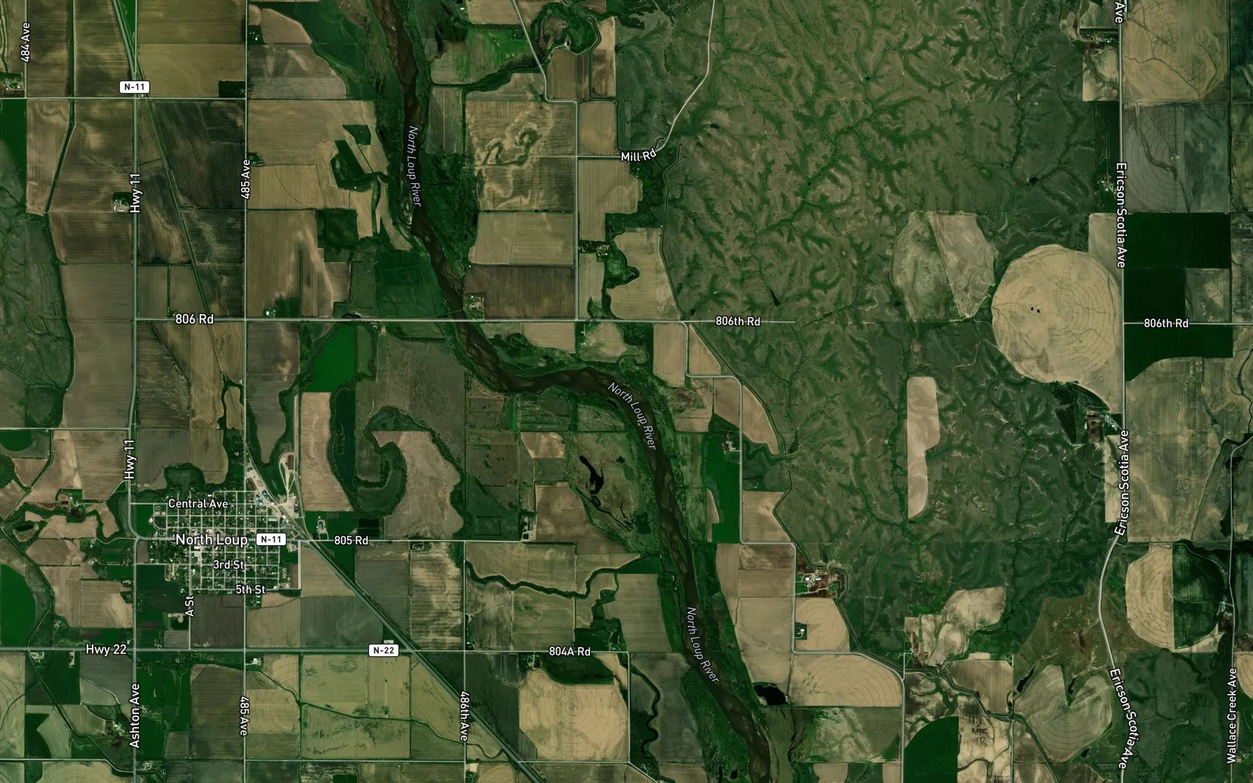 Satellite map of the Shephard Creek