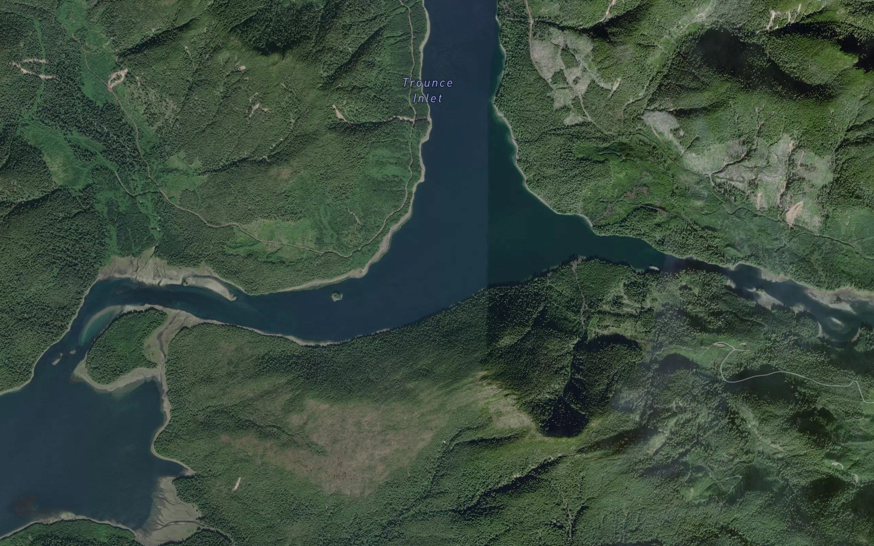 Satellite map of the Skidegate Channel