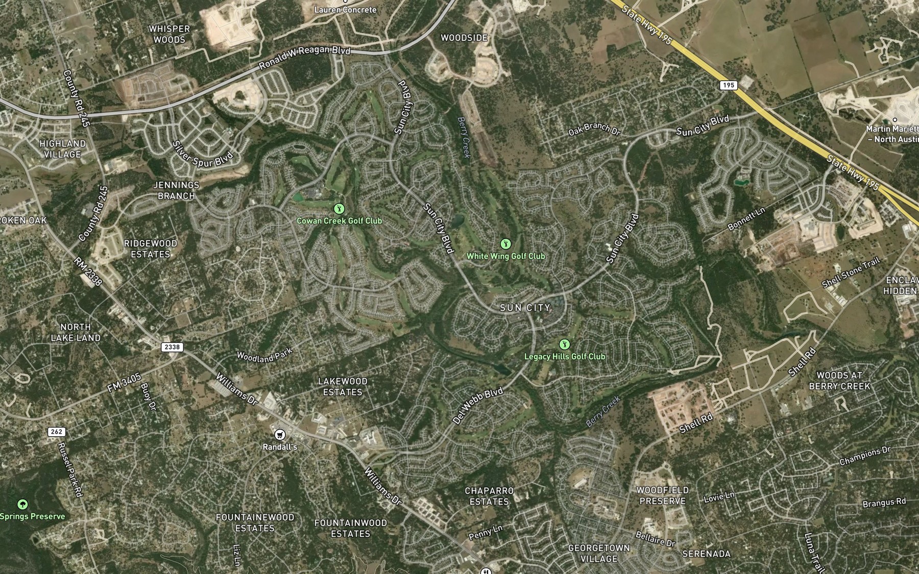 Satellite map of the Cowan Creek