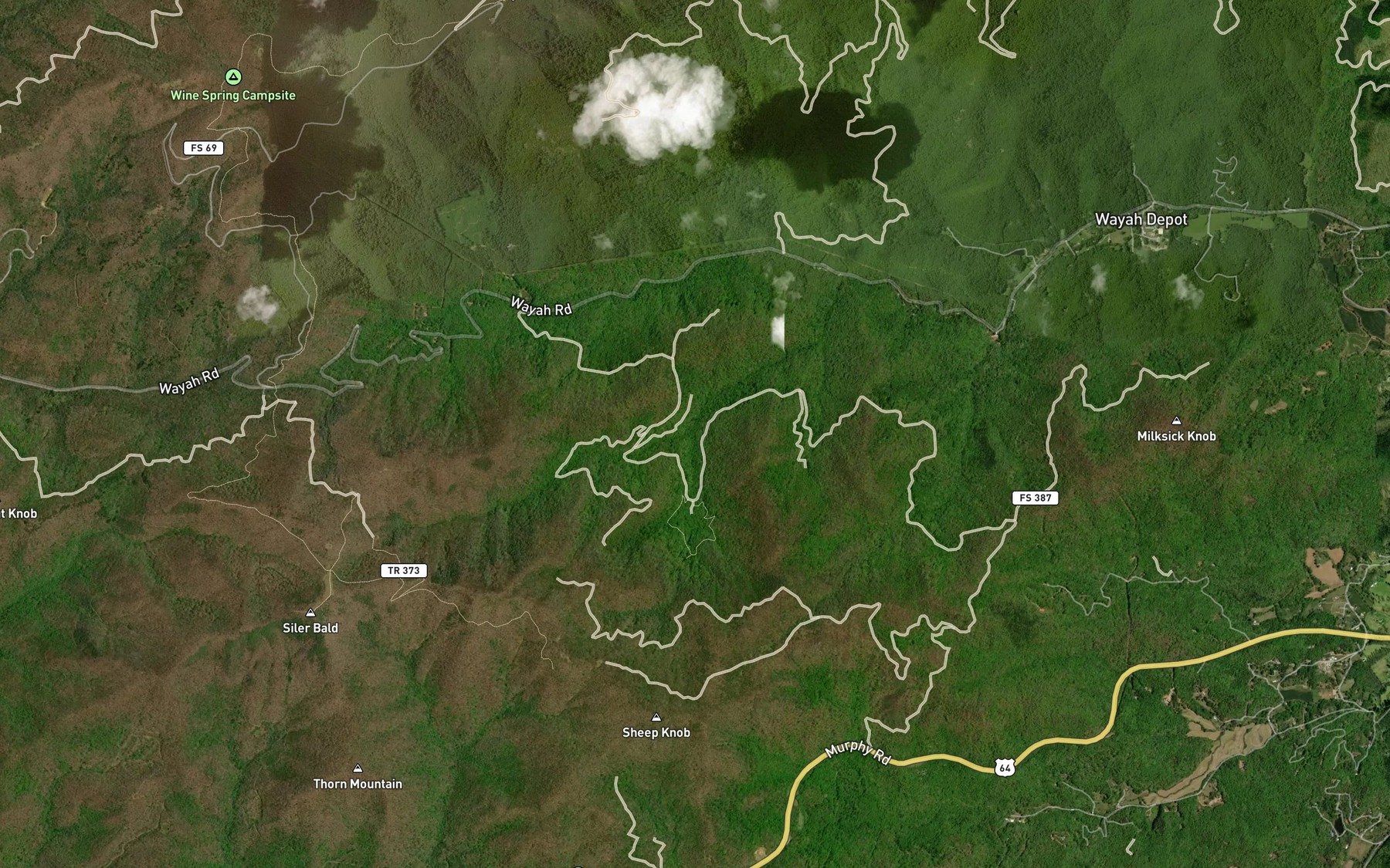 Satellite map of the Right Prong Rough Fork