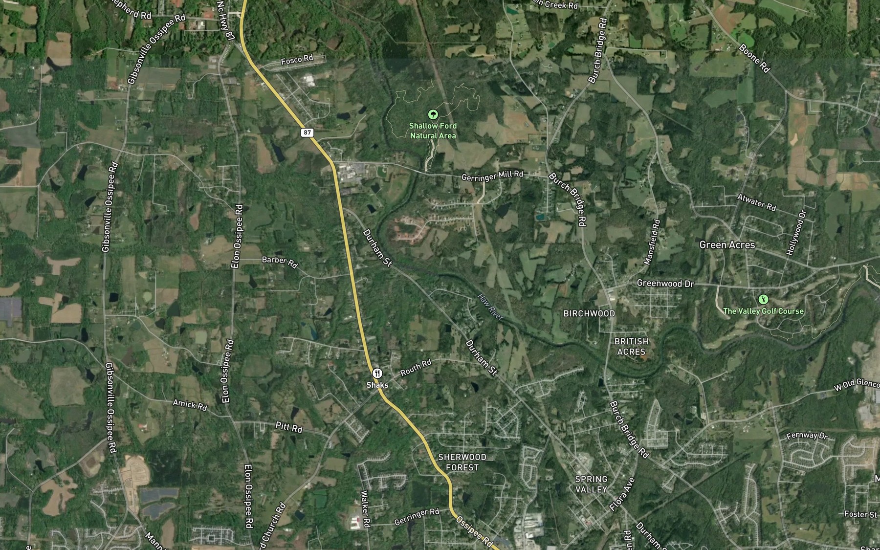 Satellite map of the Travis Creek