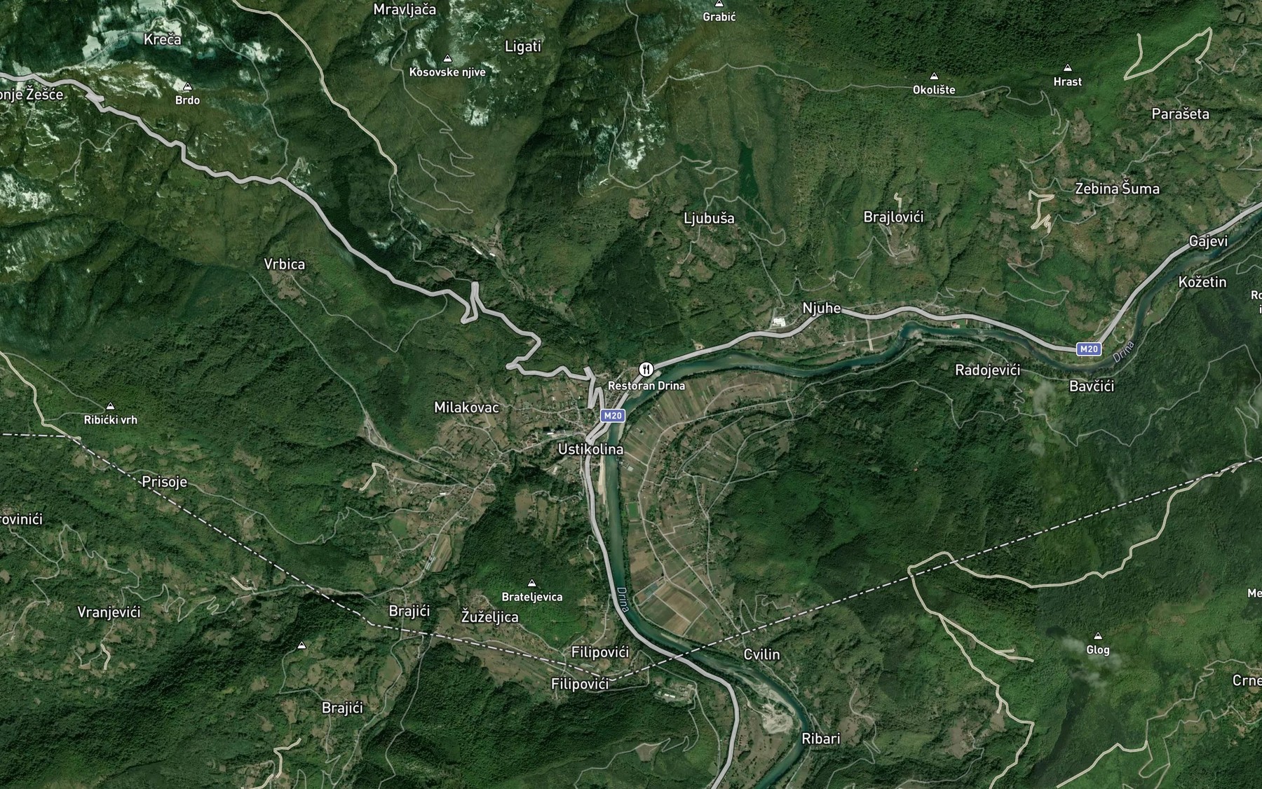 Satellite map of the Kosovska Reka