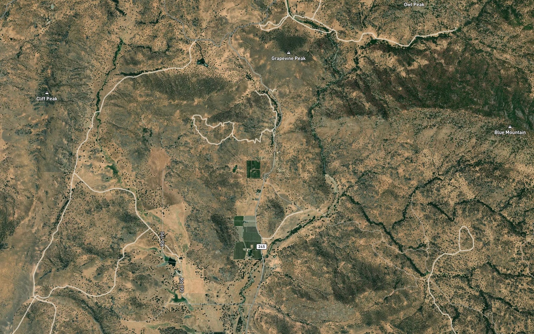Satellite map of the Grapevine Creek