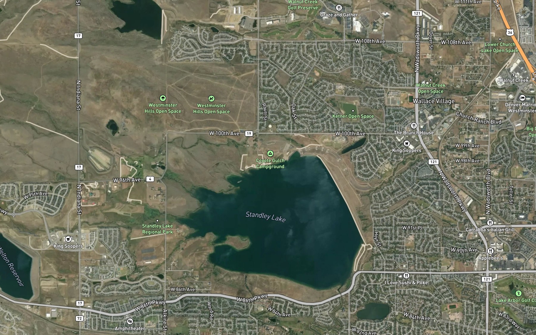 Satellite map of the Regional Park