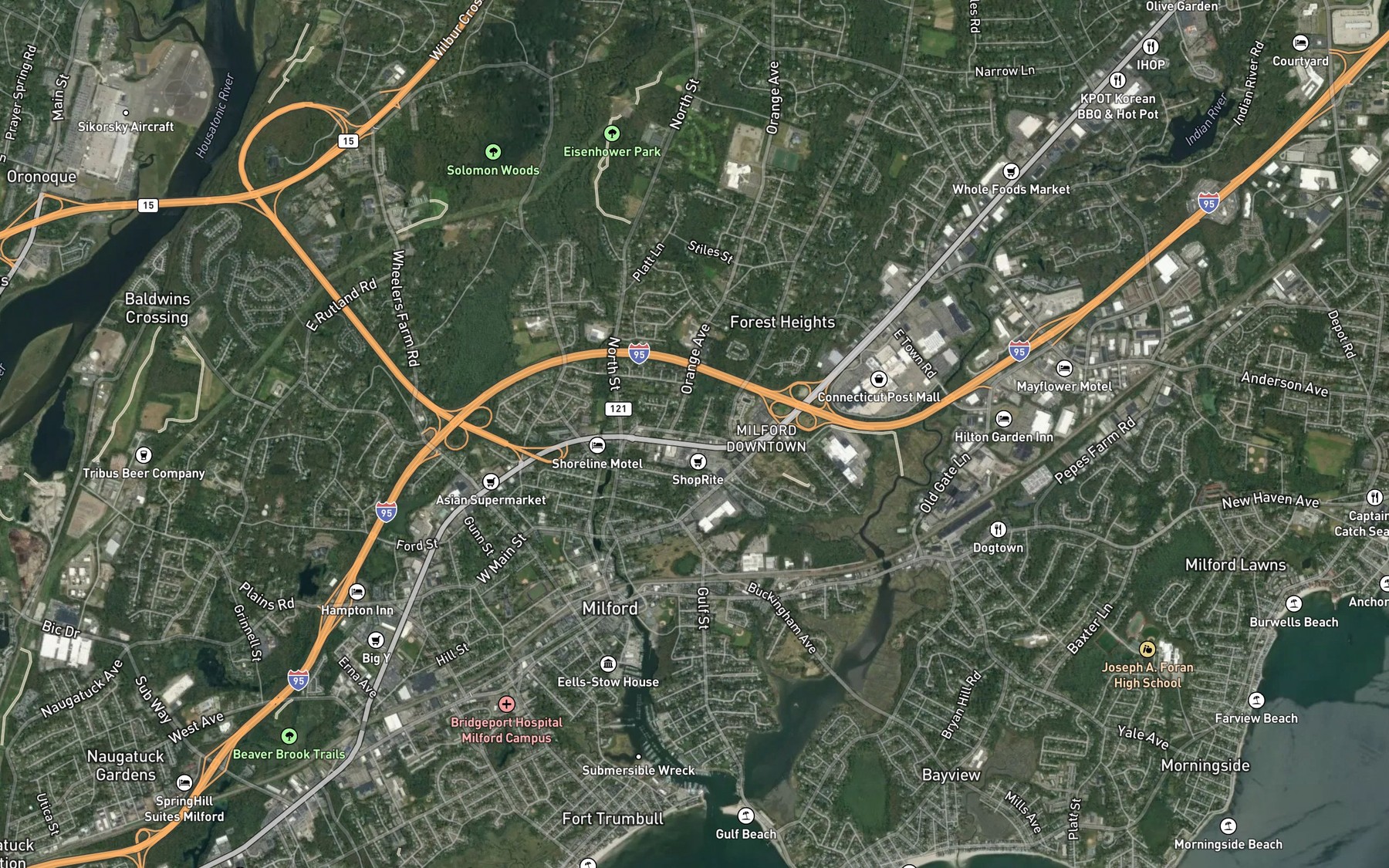 Satellite map of the Stubby Plain Brook