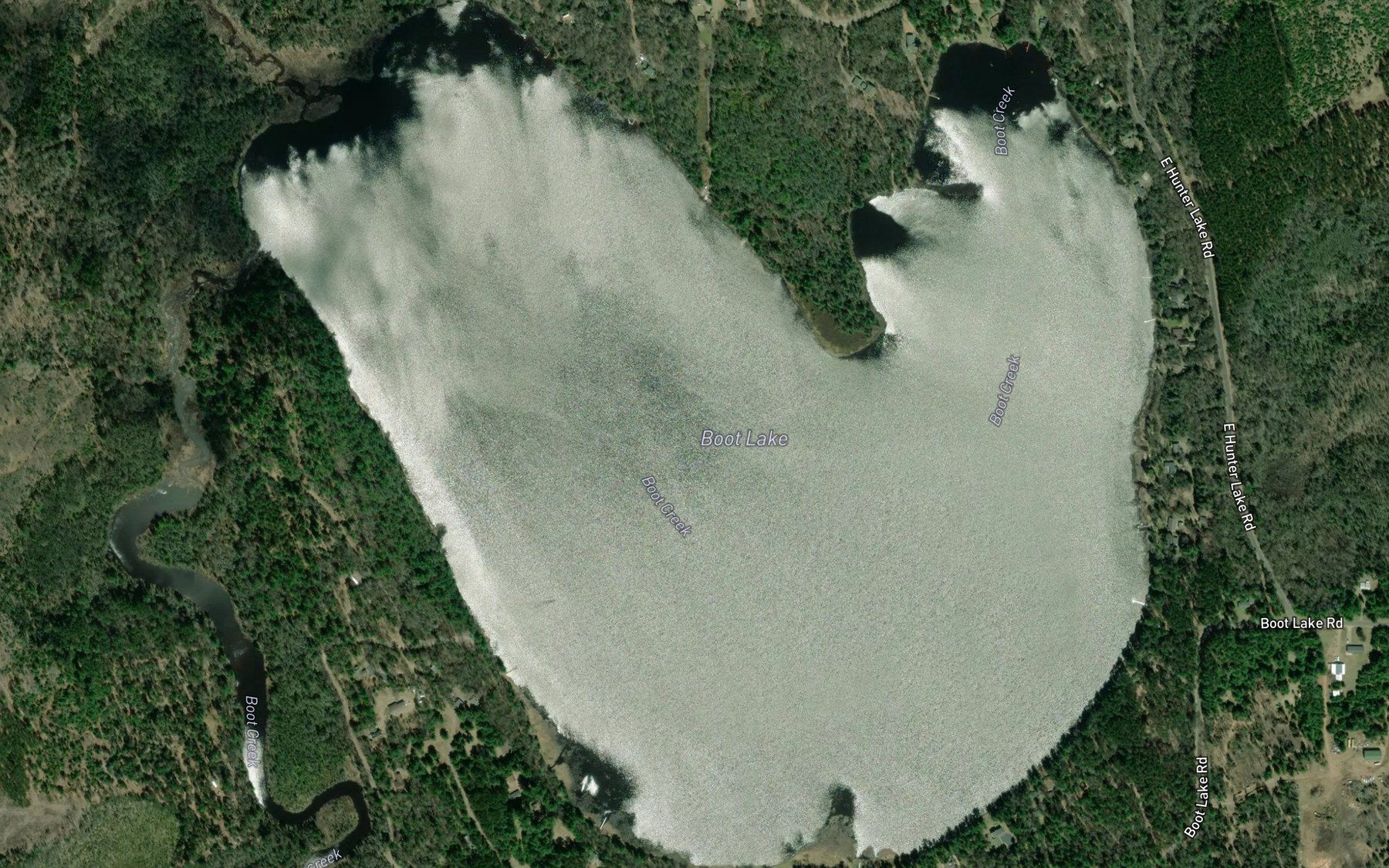 Satellite map of the Boot Lake