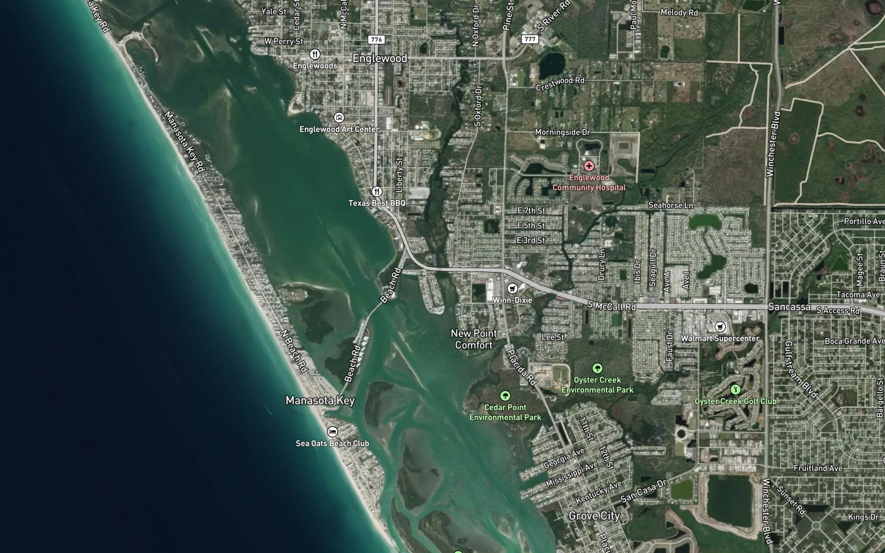 Satellite map of the Godfrey Creek