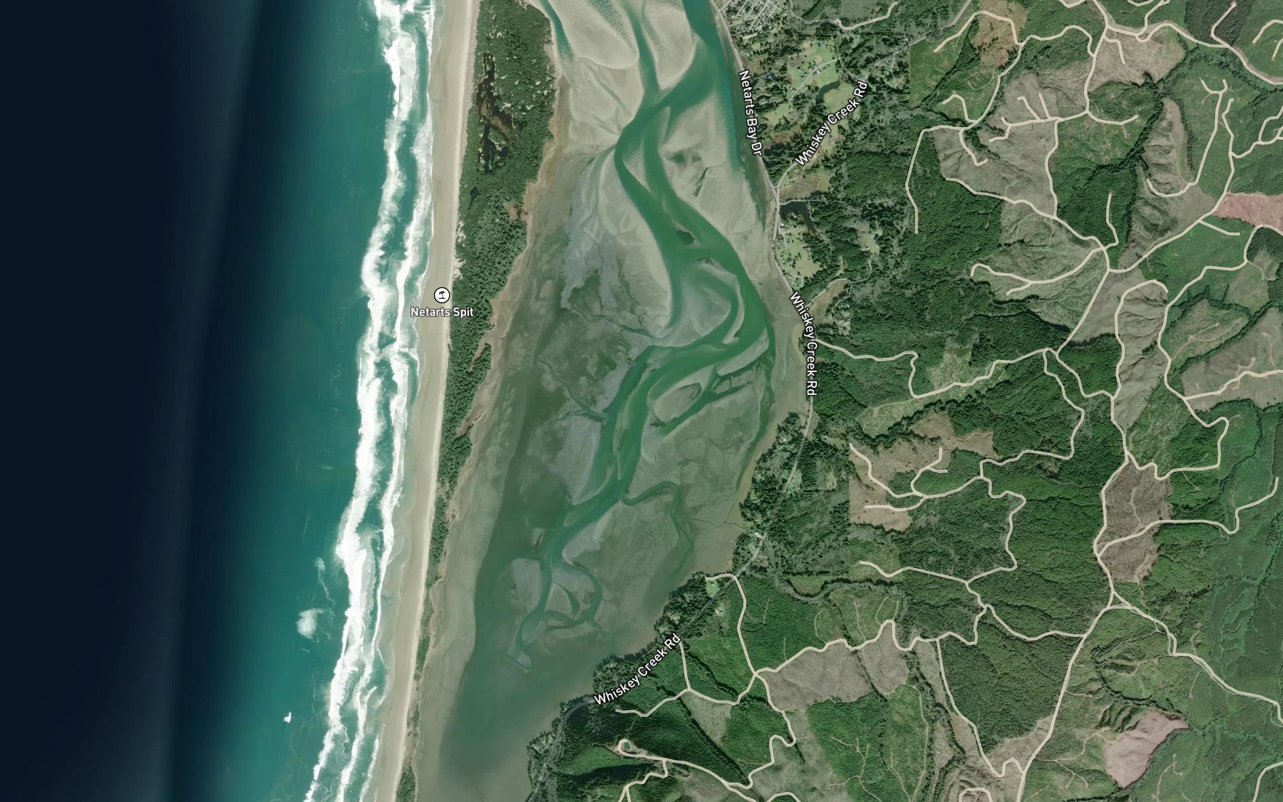 Satellite map of the Netarts Bay