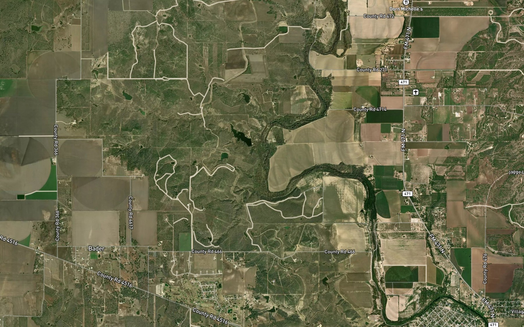 Satellite map of the Elm Creek