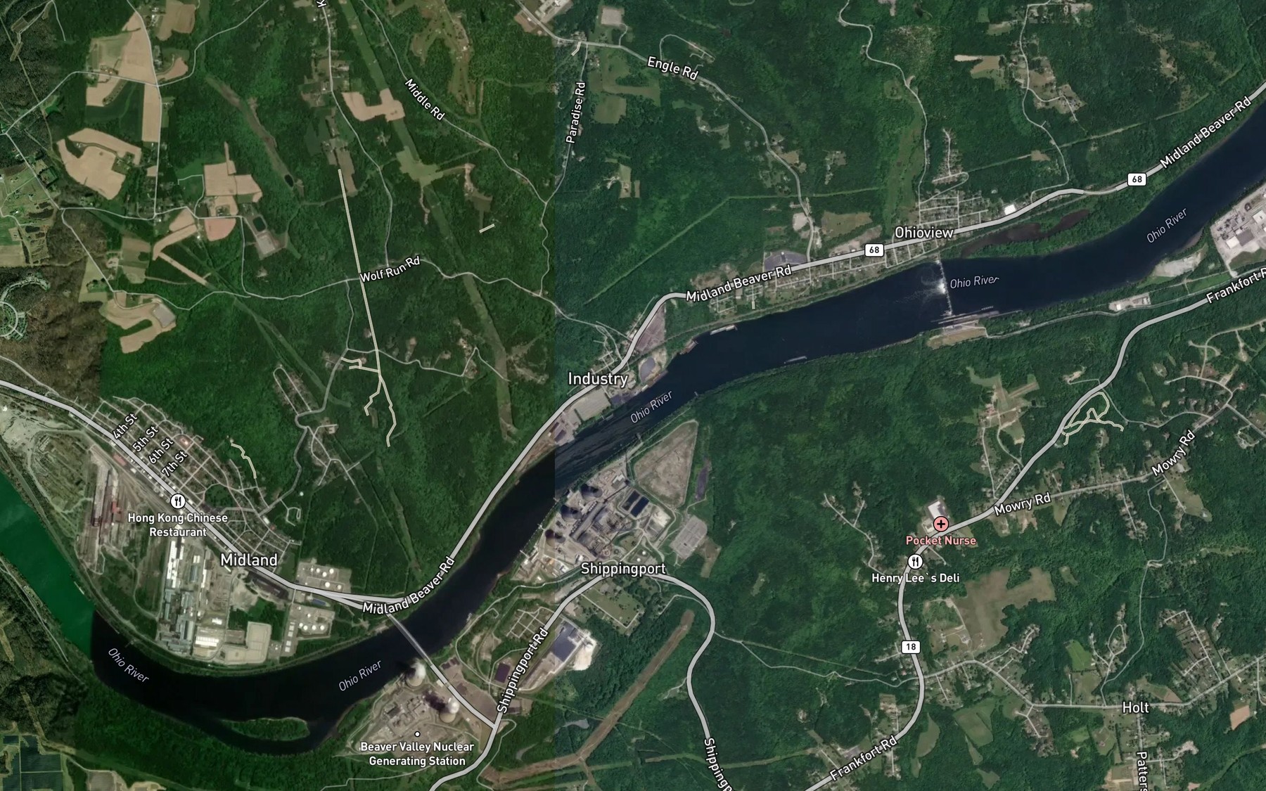 Satellite map of the Wolf Run