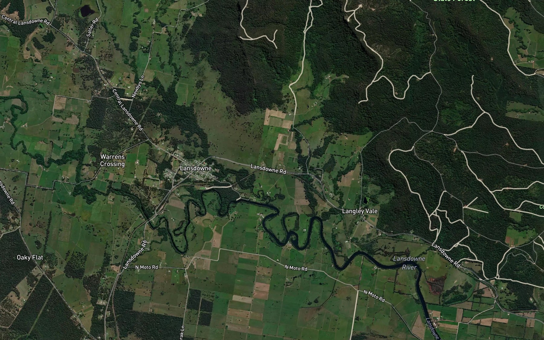 Satellite map of the Saville Creek