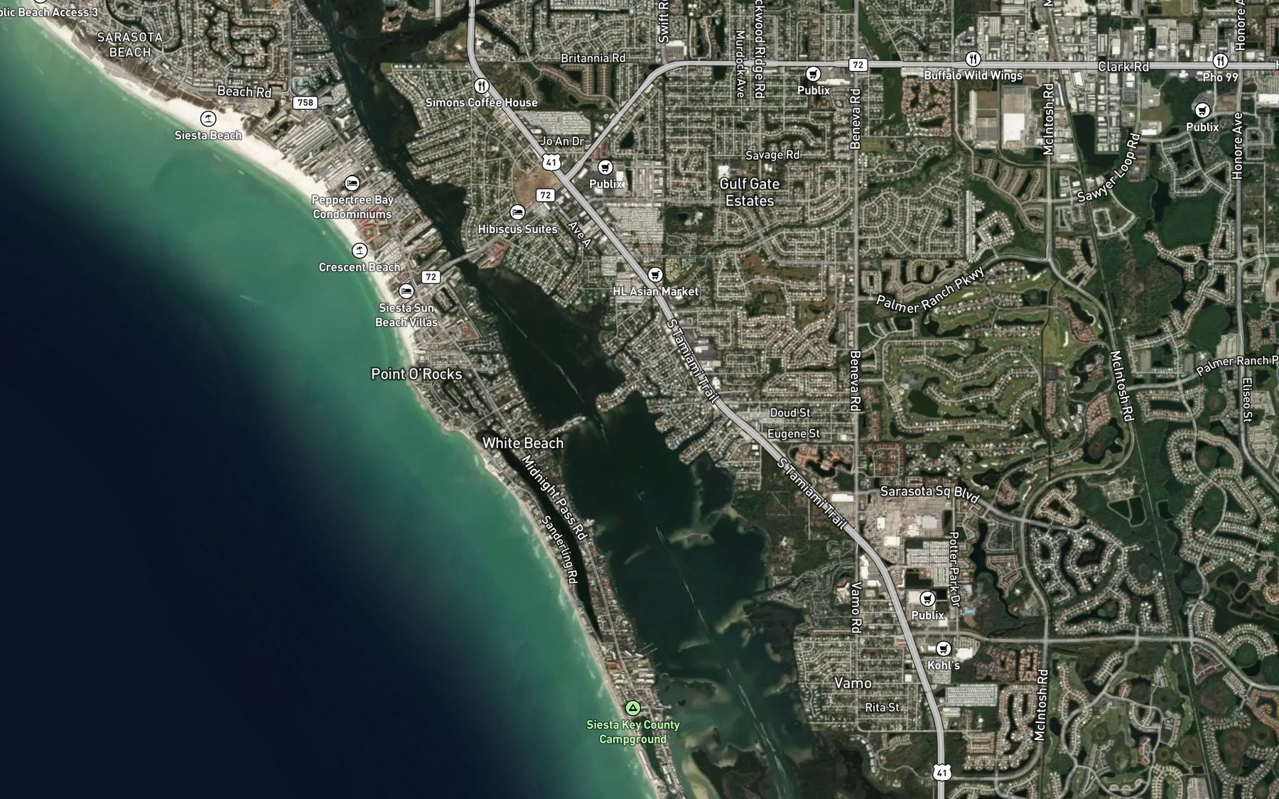 Satellite map of the Coral Cove