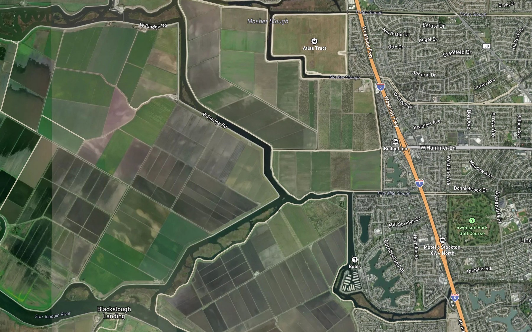 Satellite map of the Fourteenmile Slough