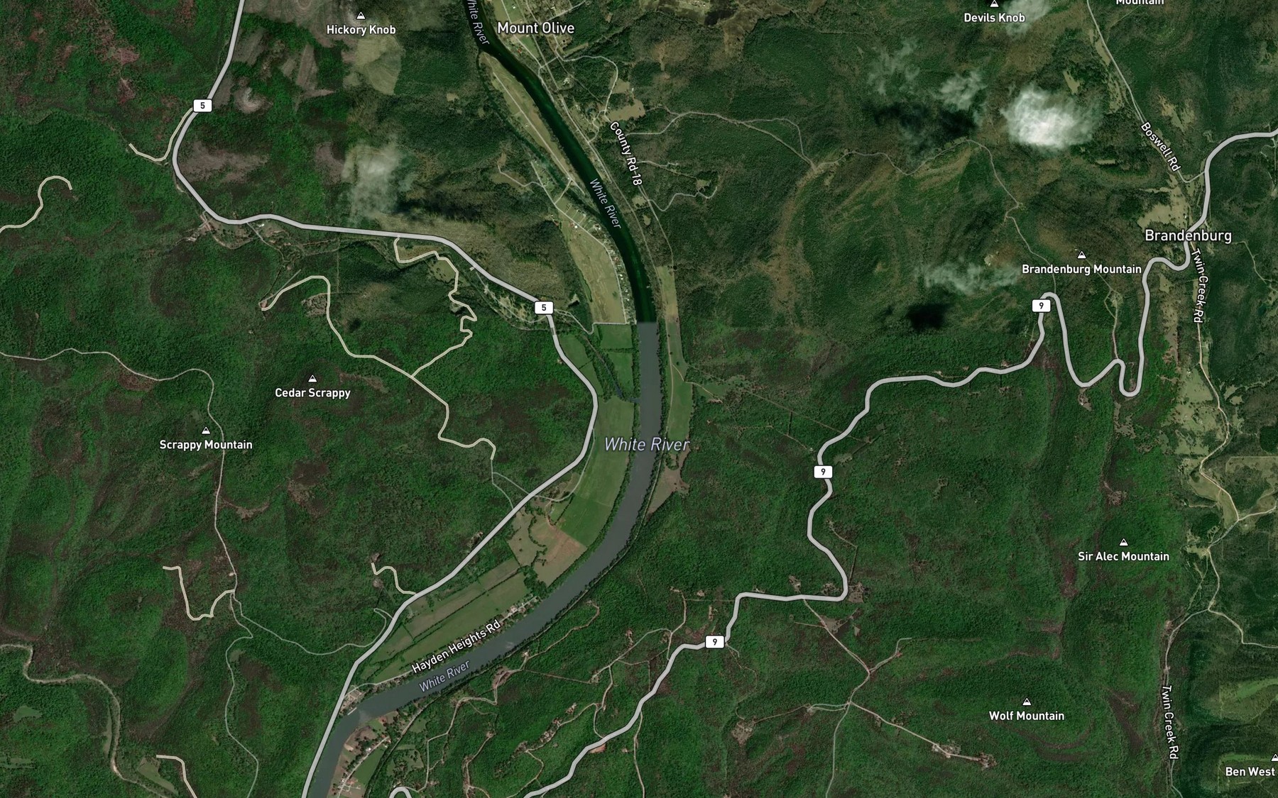 Satellite map of the Livingston Creek