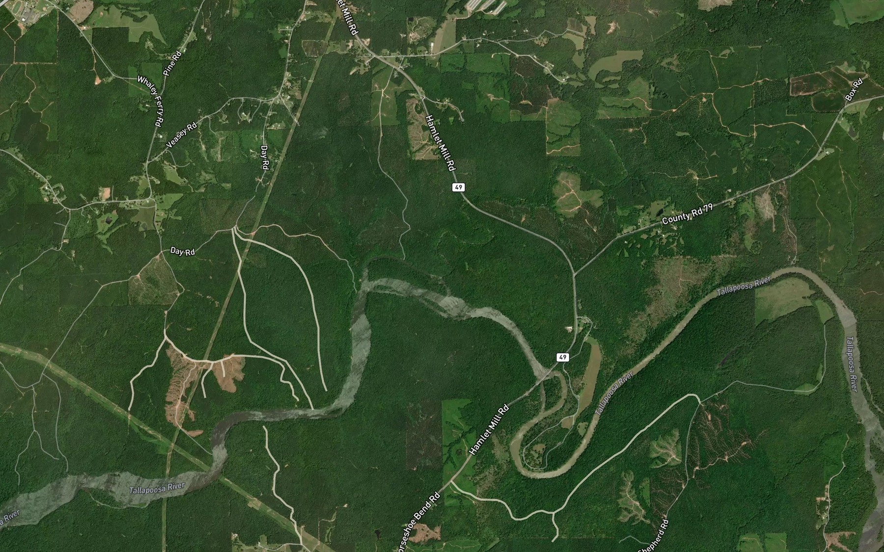 Satellite map of the Emuckfaw Creek