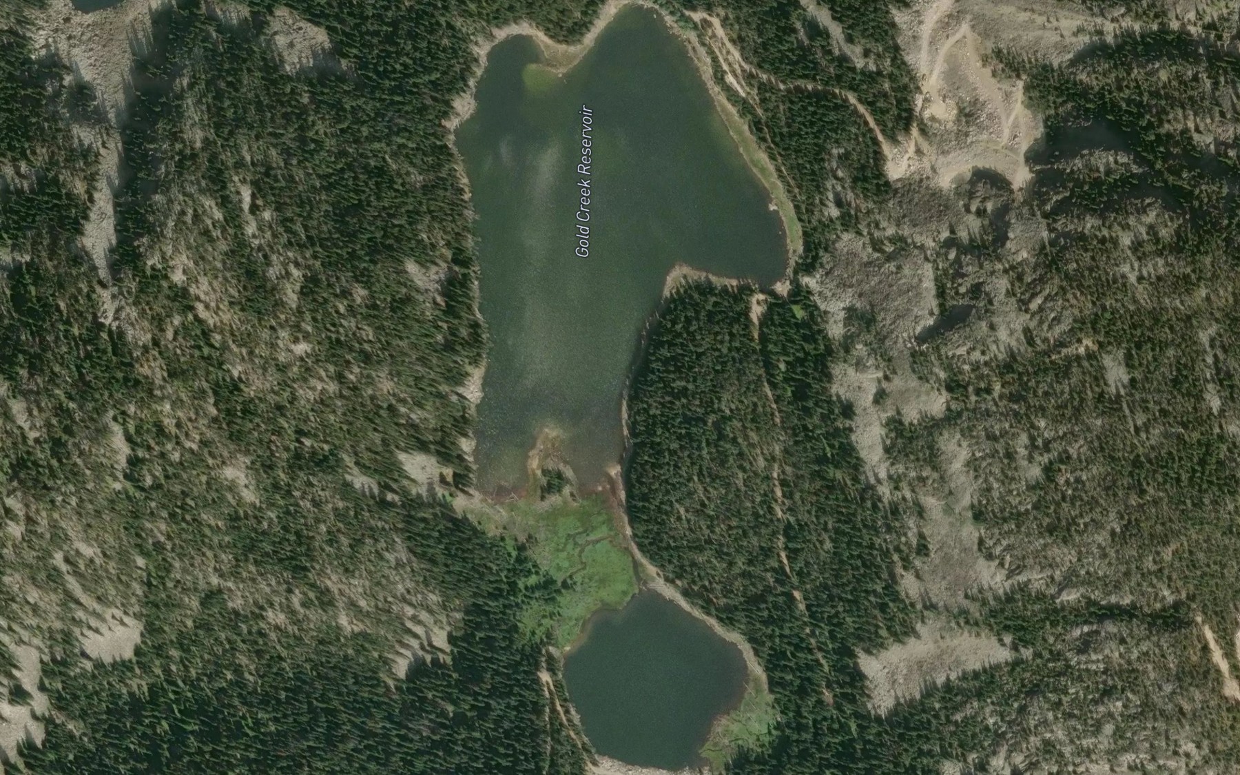 Satellite map of the Gold Creek Lake