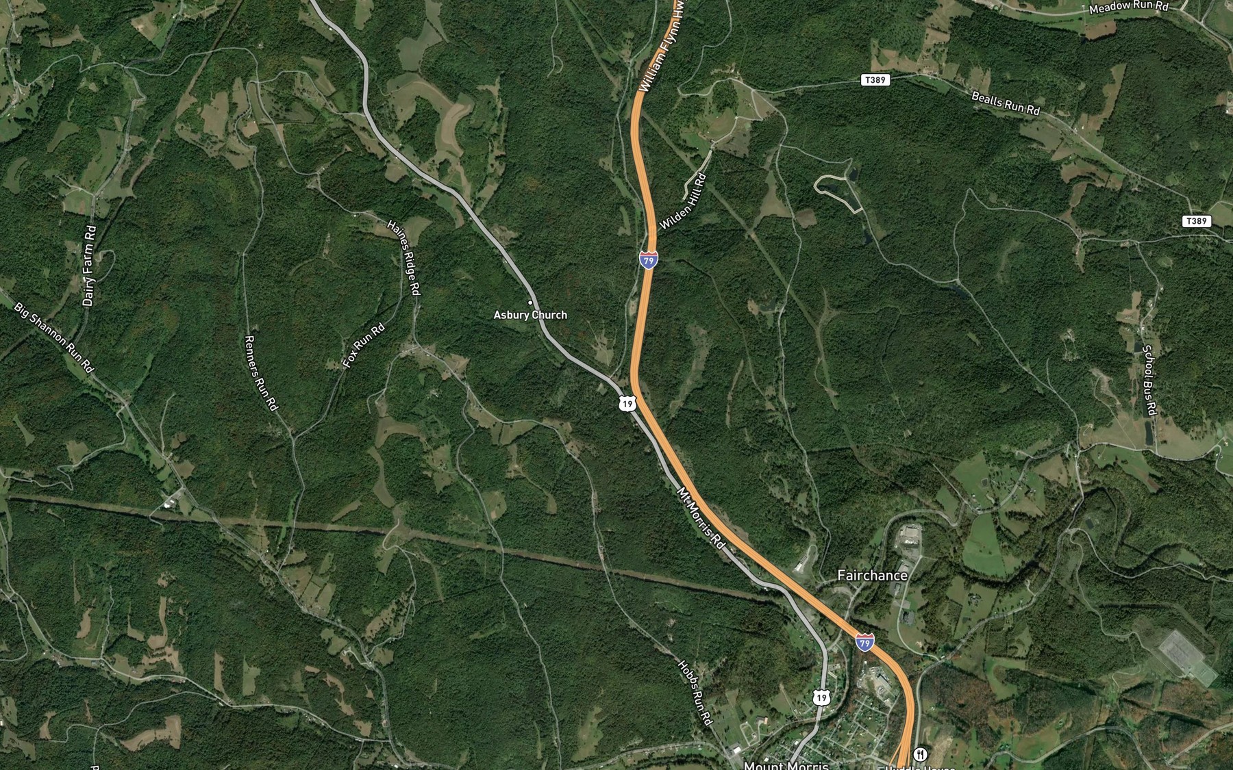 Satellite map of the North Branch Calvin Run