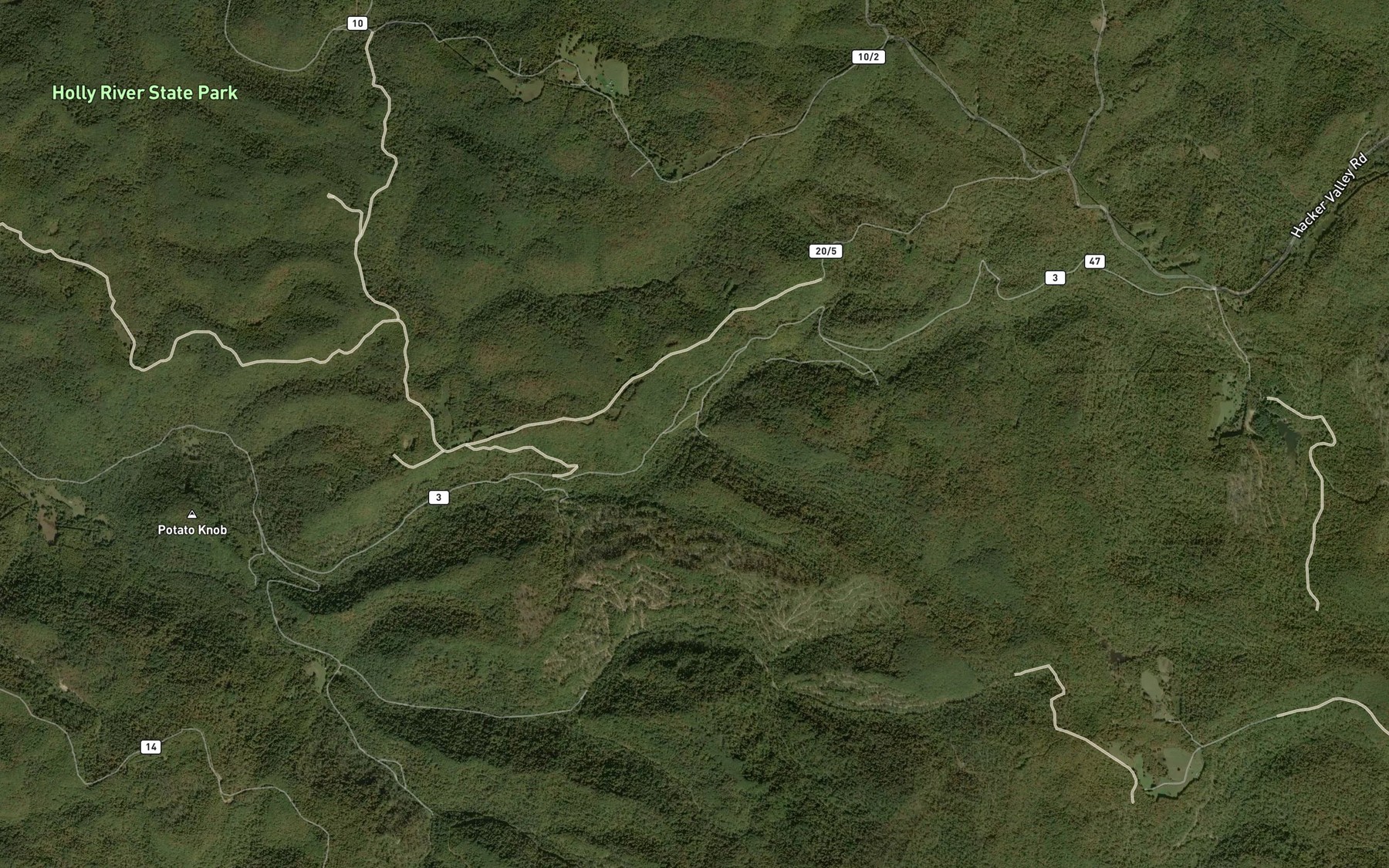 Satellite map of the Big Lick Run