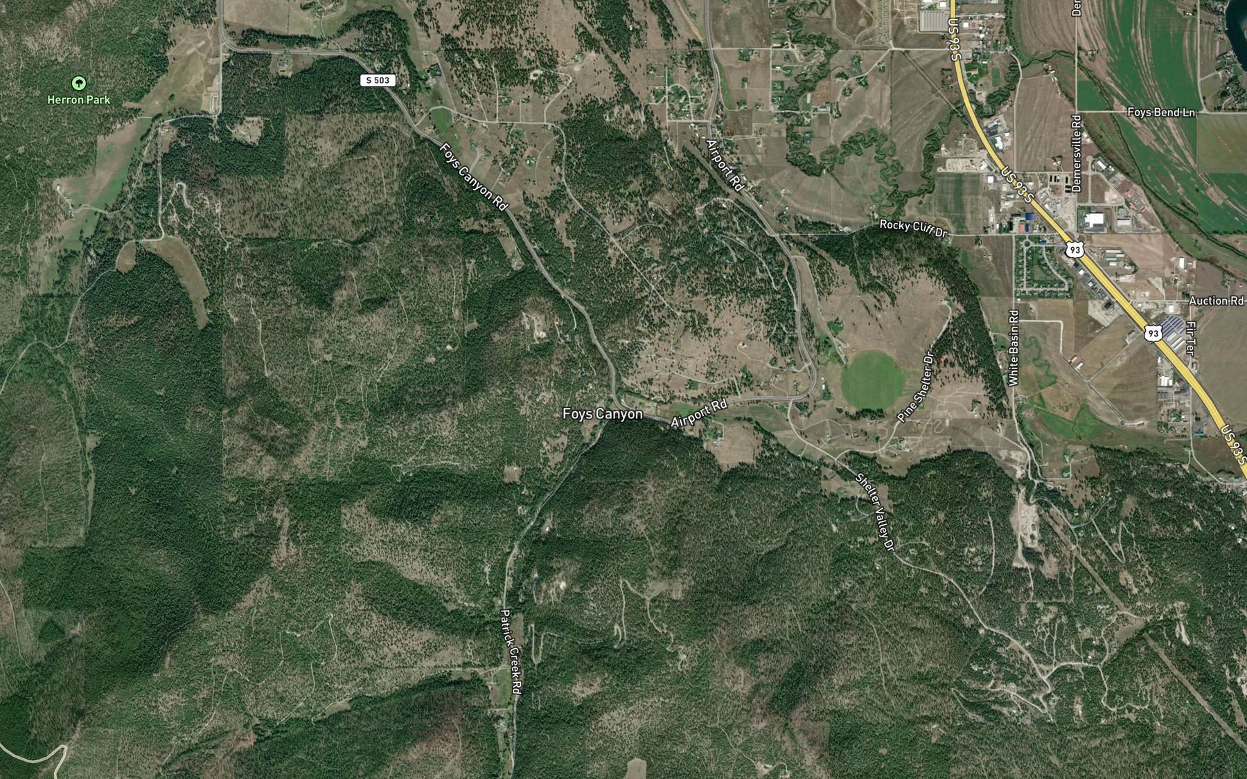 Satellite map of the Birch Creek