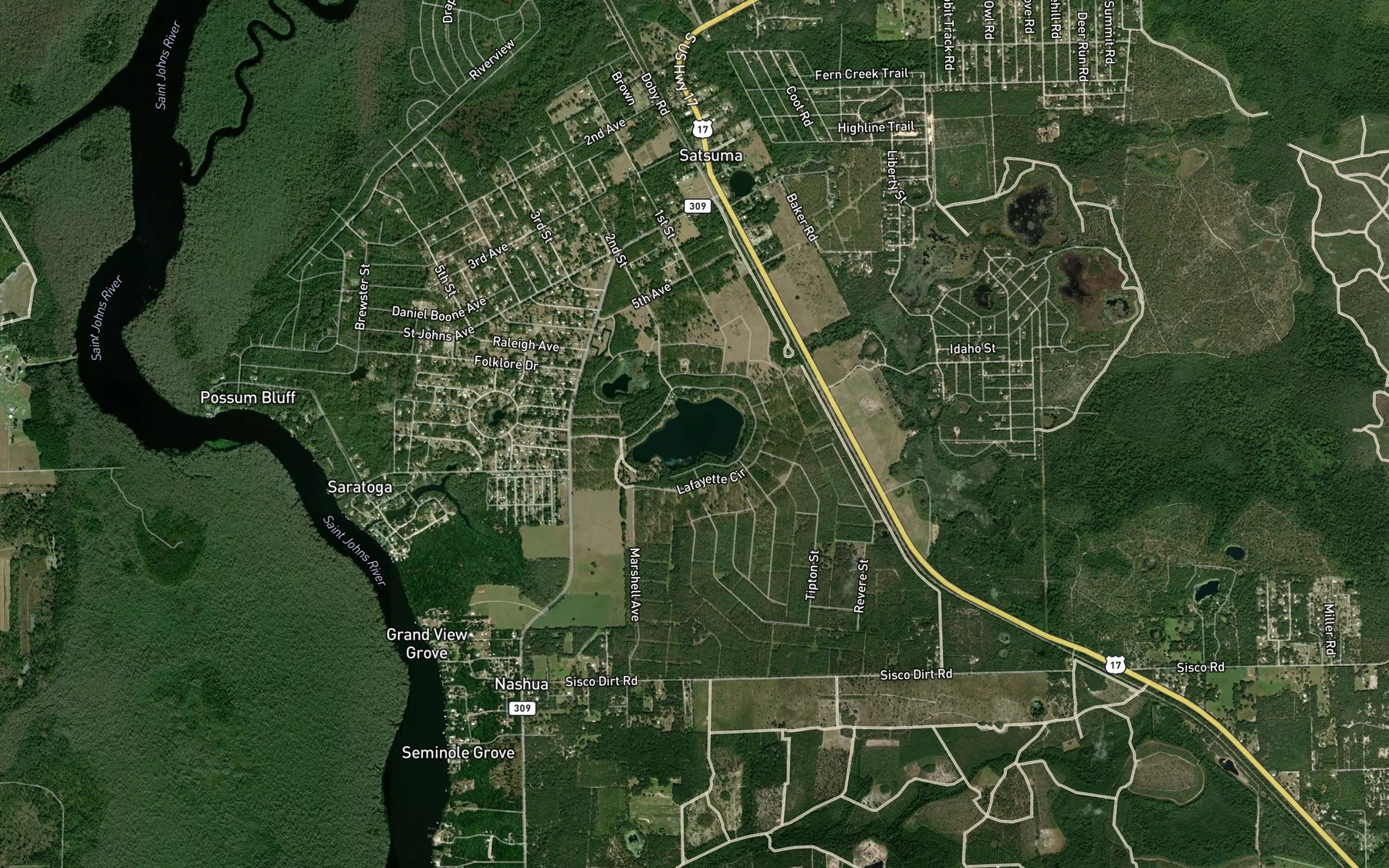 Satellite map of the Saratoga Lake