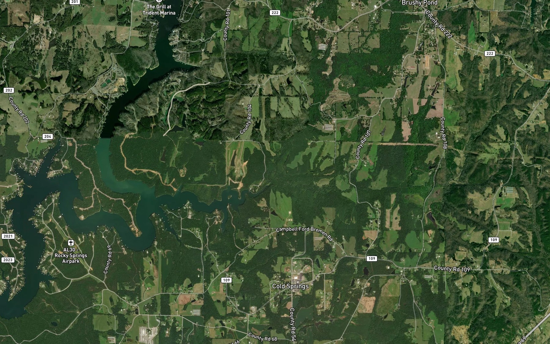 Satellite map of the Alder Branch