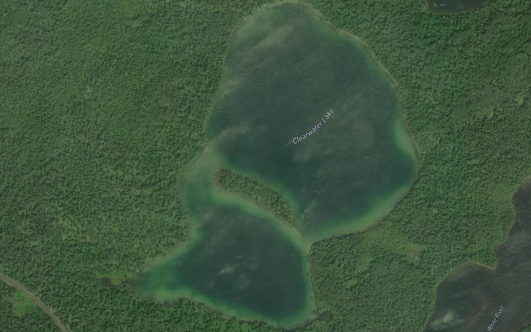 Satellite map of the Clearwater Lake