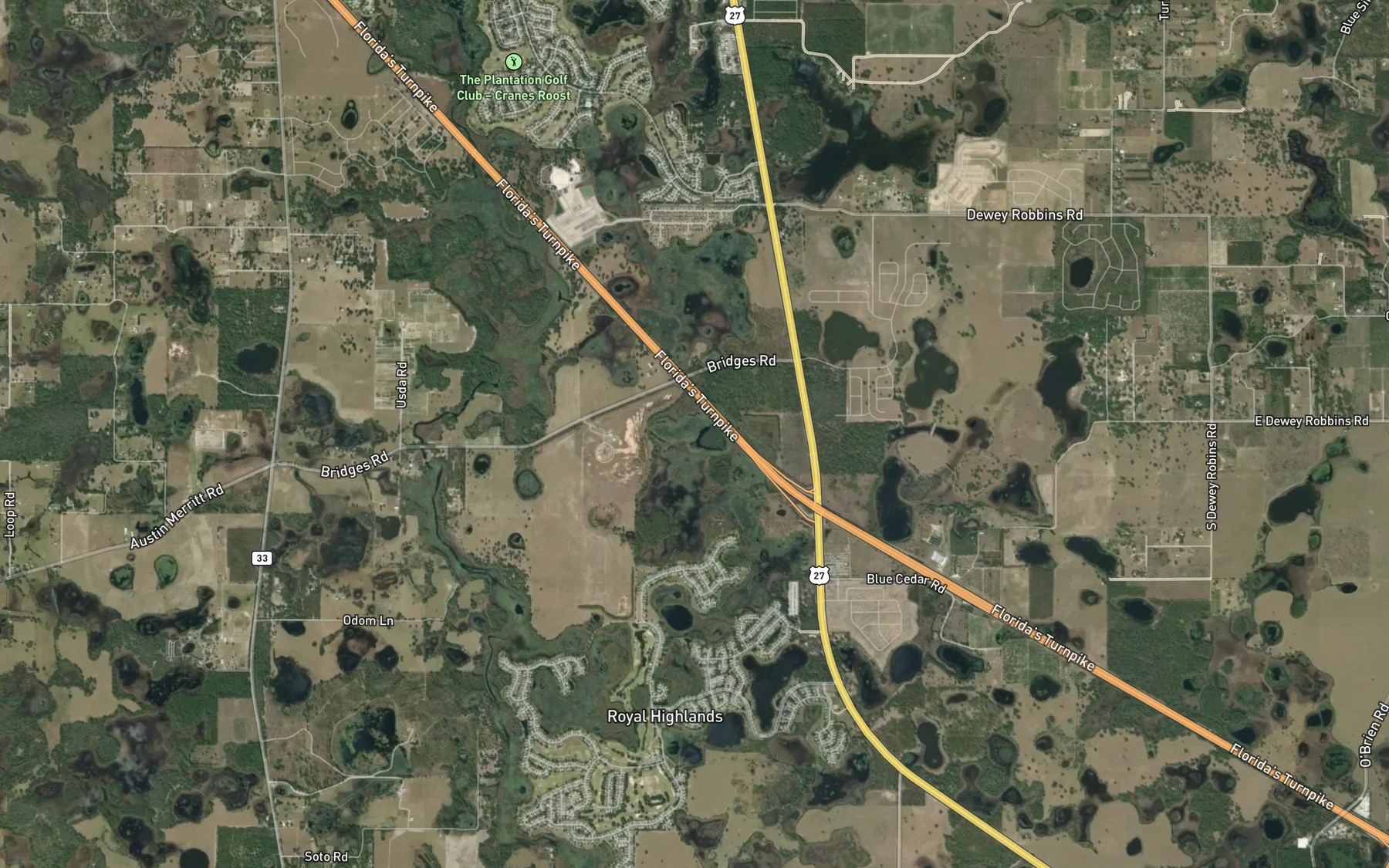 Satellite map of the Dilly Lake