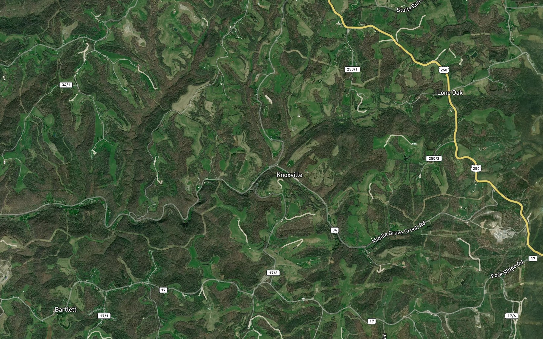 Satellite map of the Whitney Run