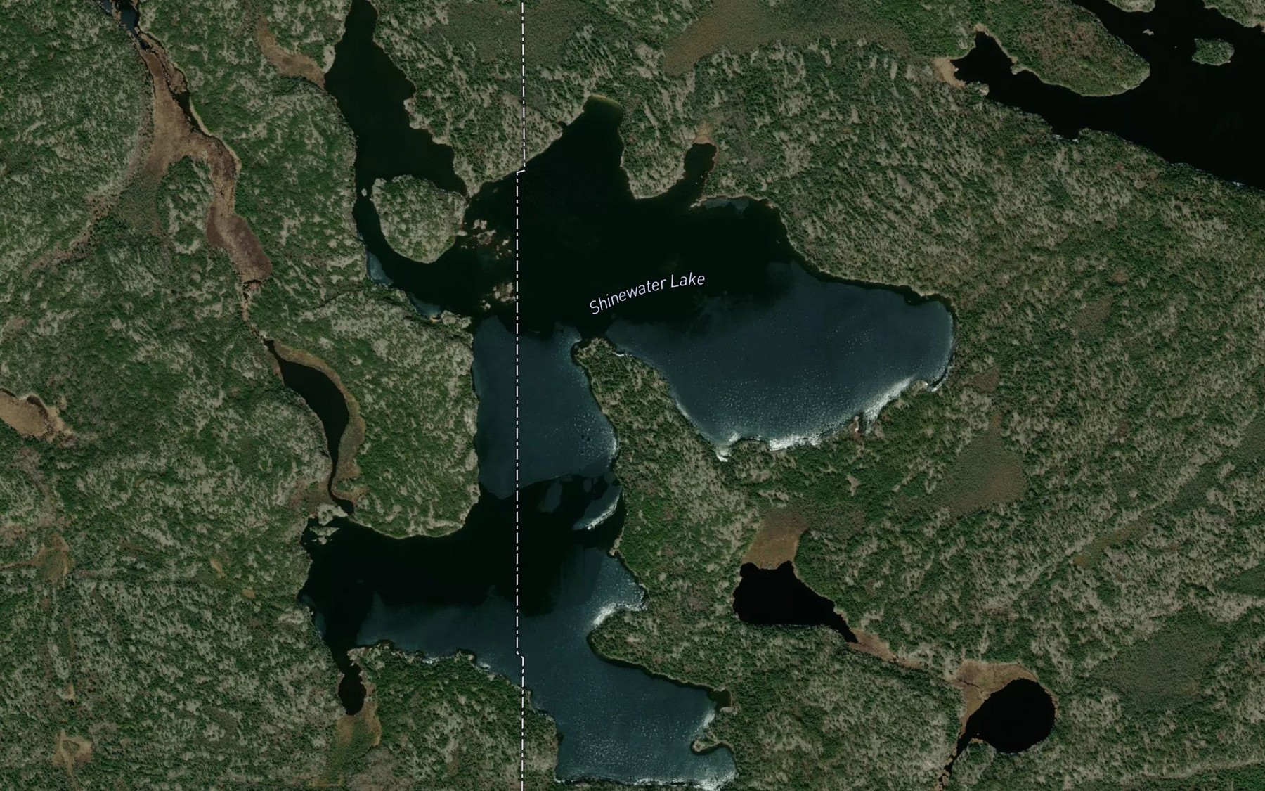 Satellite map of the Shinewater Lake