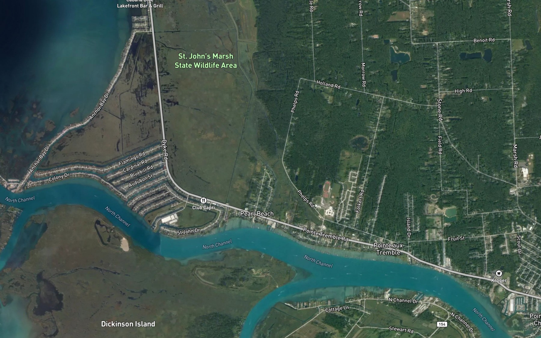 Satellite map of the Swartout Creek