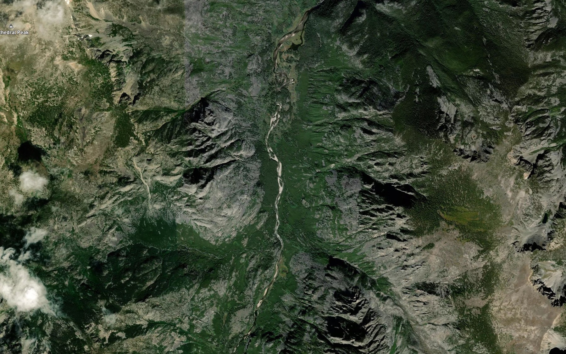 Satellite map of the Falls Creek