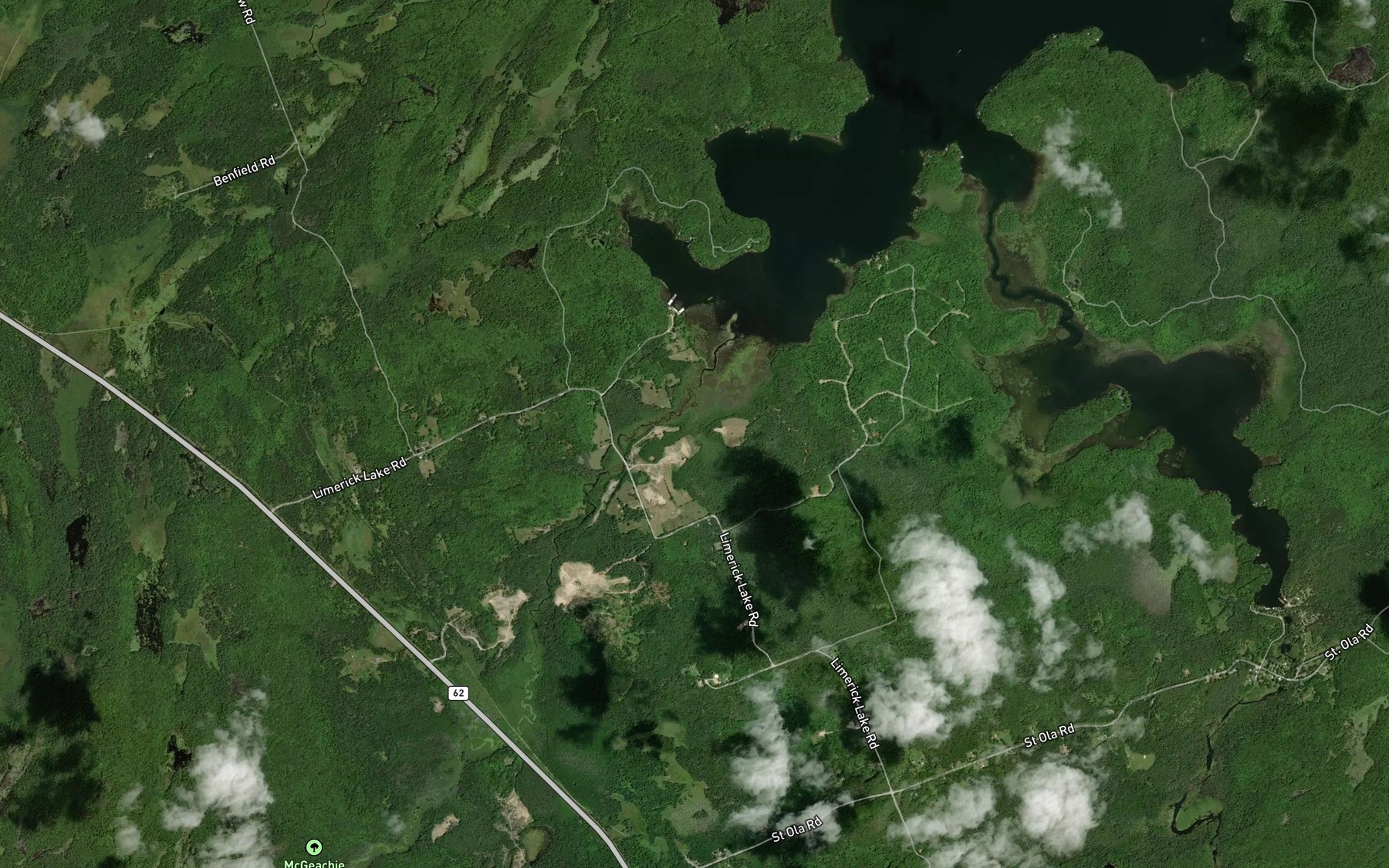 Satellite map of the Bass Creek