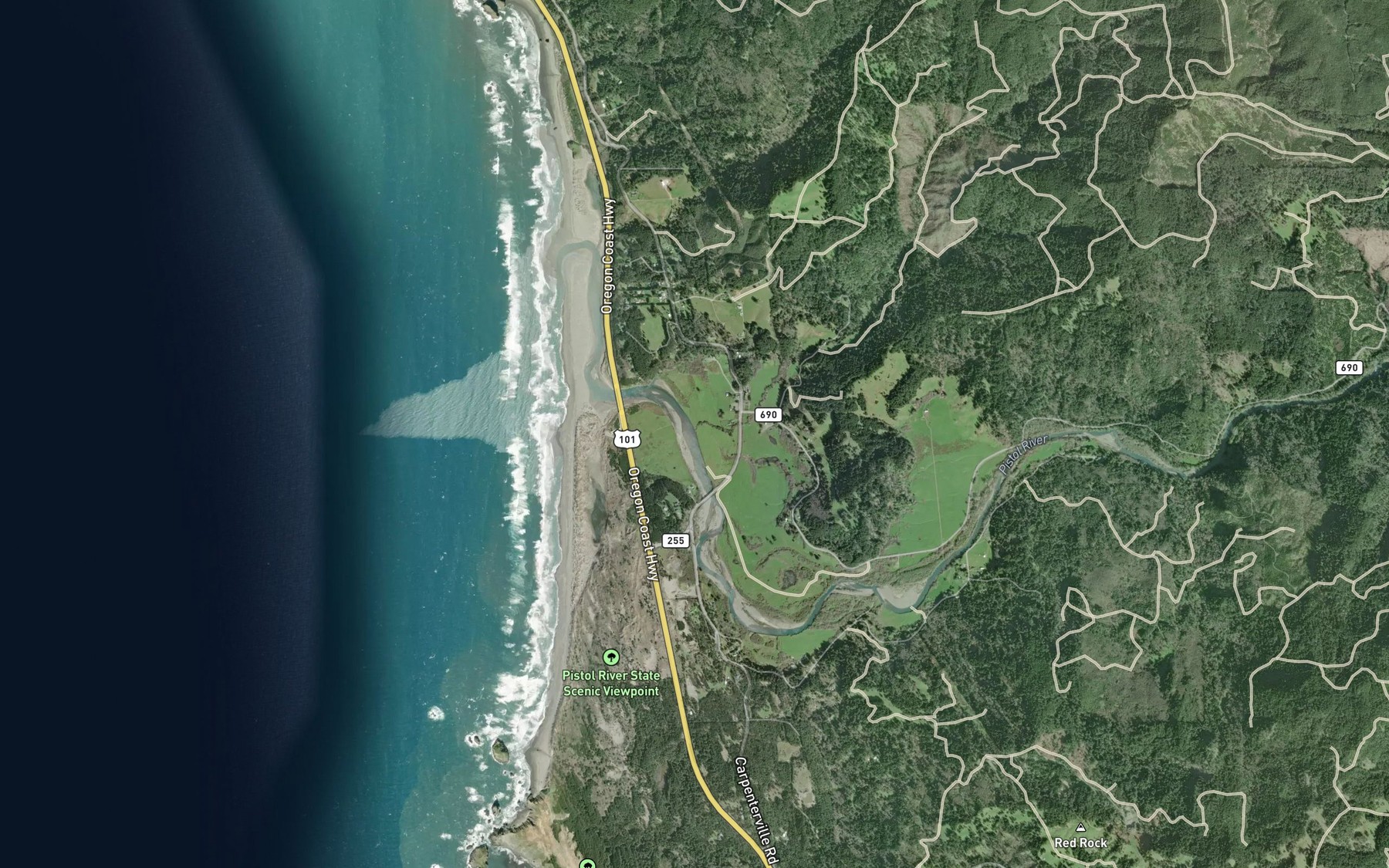 Satellite map of the Crook Creek