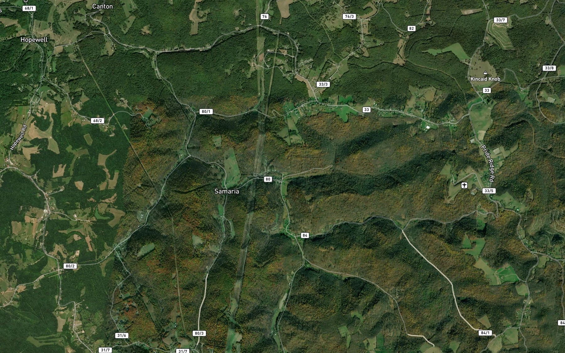 Satellite map of the Peter Johnson Run