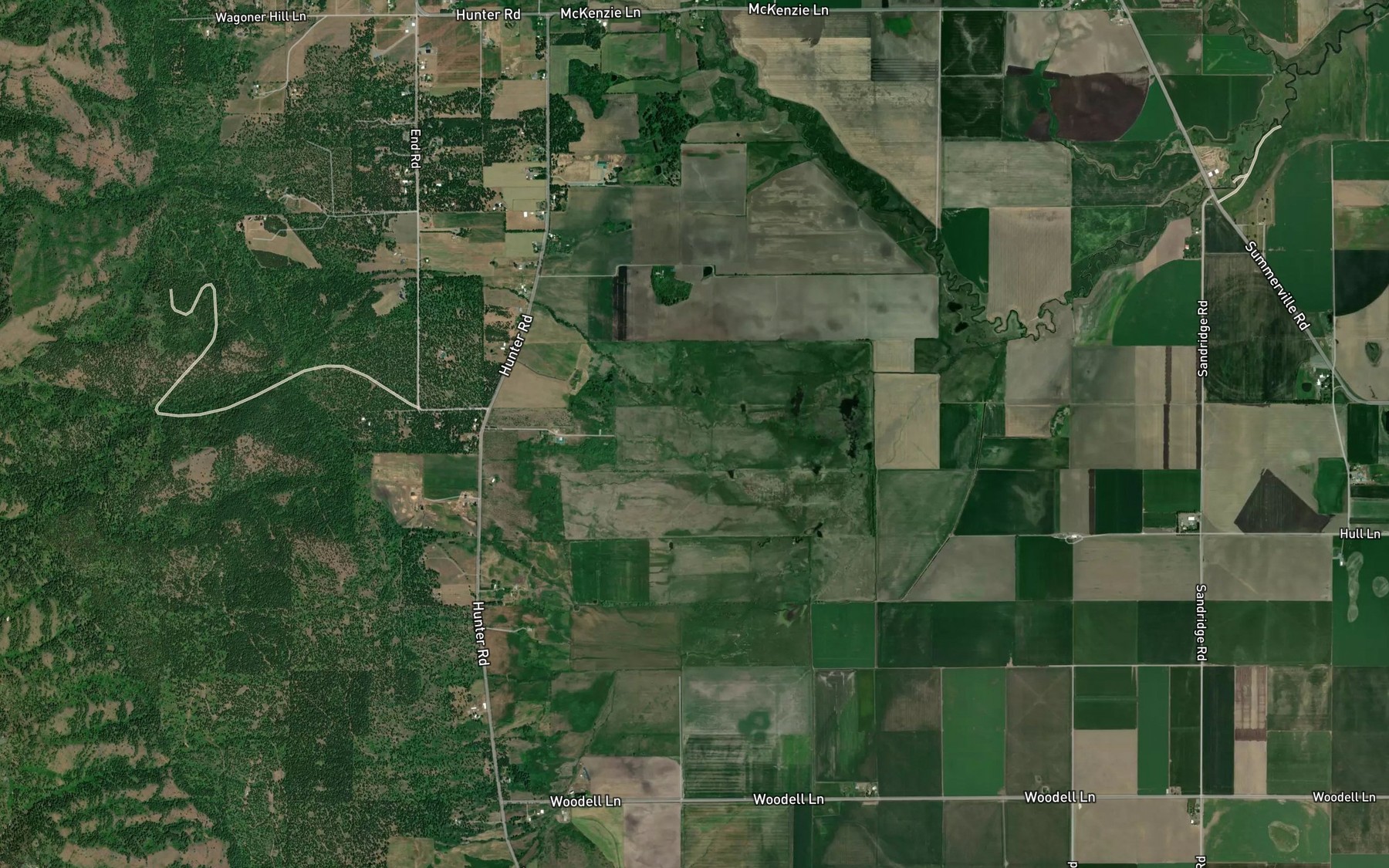 Satellite map of the End Creek