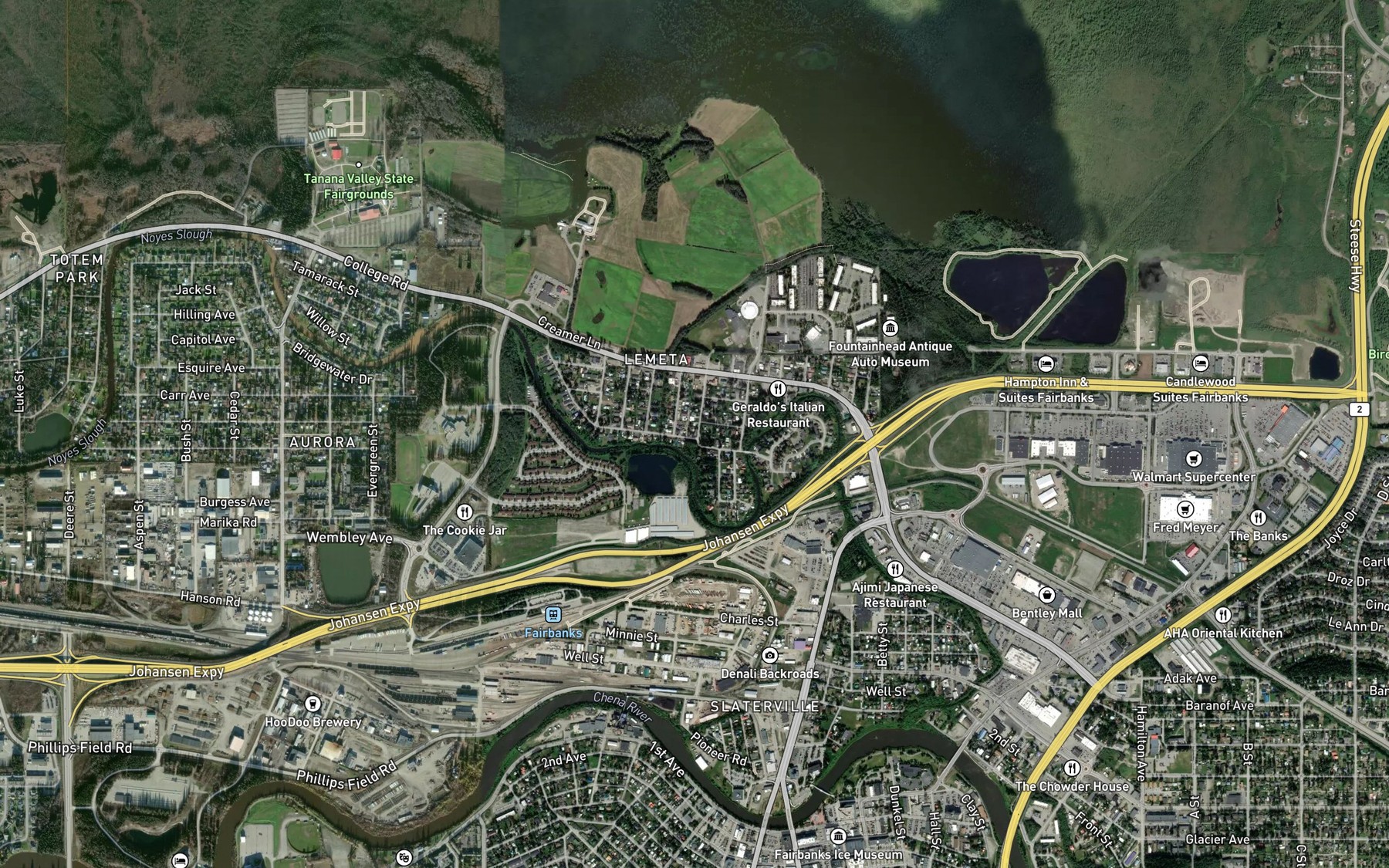 Satellite map of the Isabella Creek