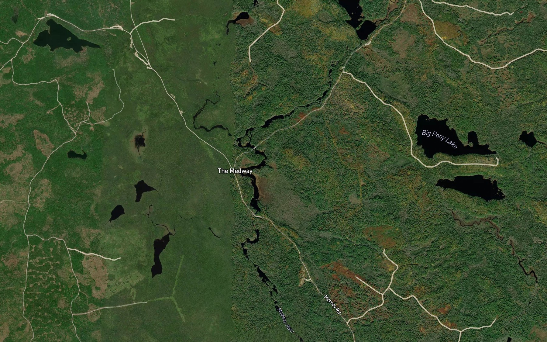 Satellite map of the West Branch Medway River